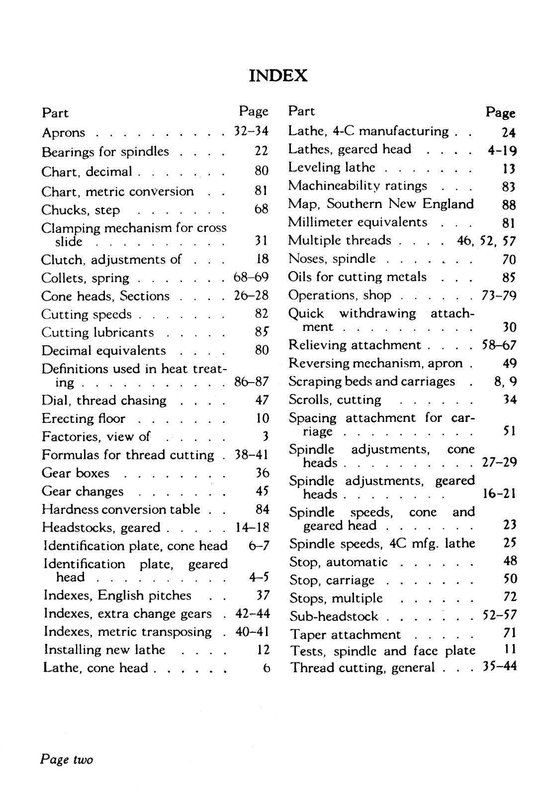 HENDEY Geared & Coned Head Metal Lathe Operators Handbook Gear Chart Manual 0356