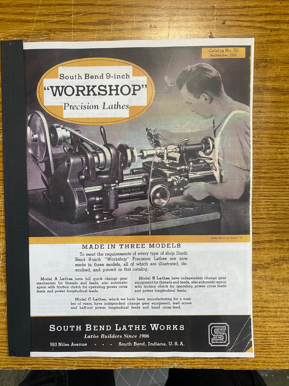 Instruction Manual Fits South Bend Lathe #50 – 9″ Workshop Precision Lathes 1939