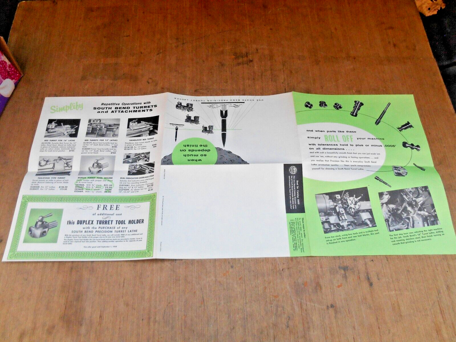 VTG. SOUTH BEND LATHE MAILERS & FLYERS , 1947 , 1958 , 1961 , LOT OF 4