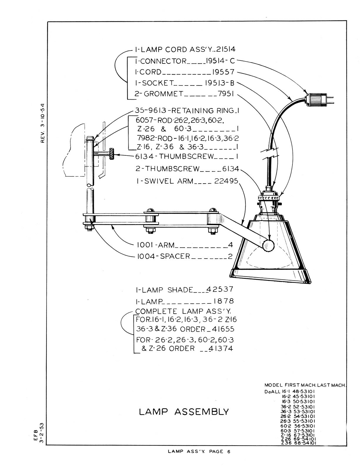 DoALL 16-3 Bandsaw Contour Machine Replacement Parts Manual #1432