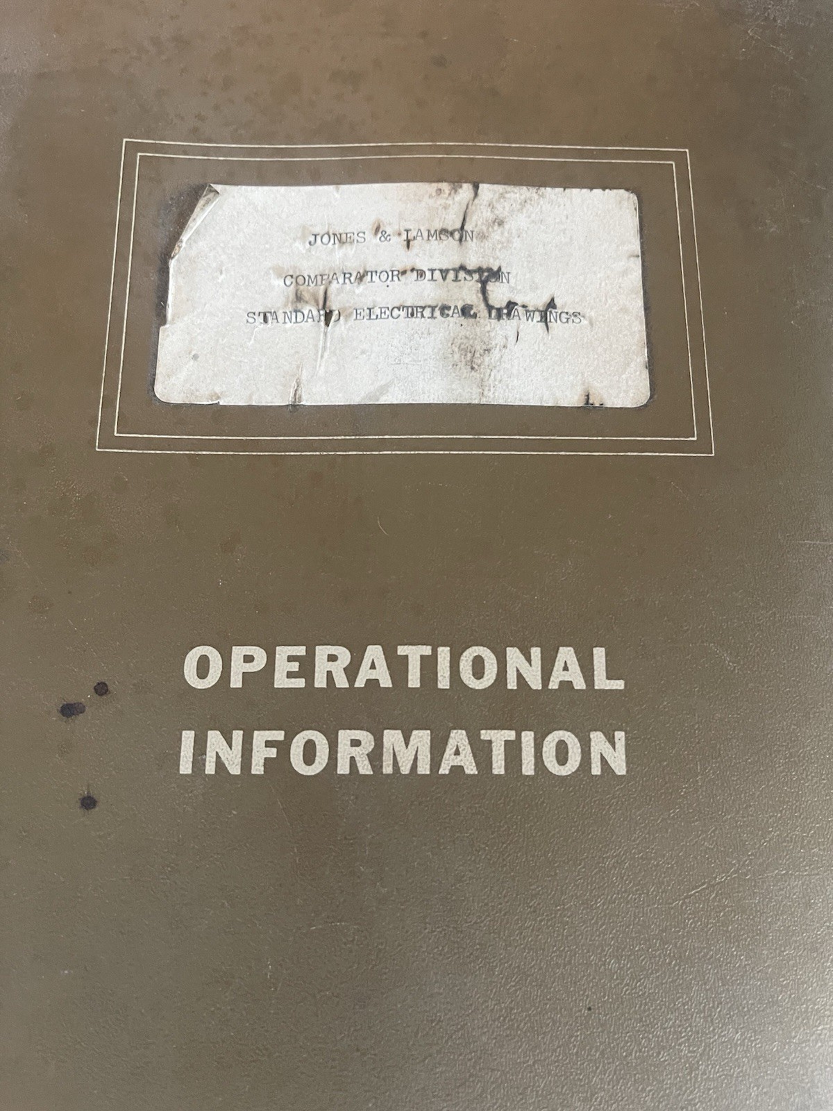 Jones and Lamson Comparator’s Division Standard Electrical Drawings