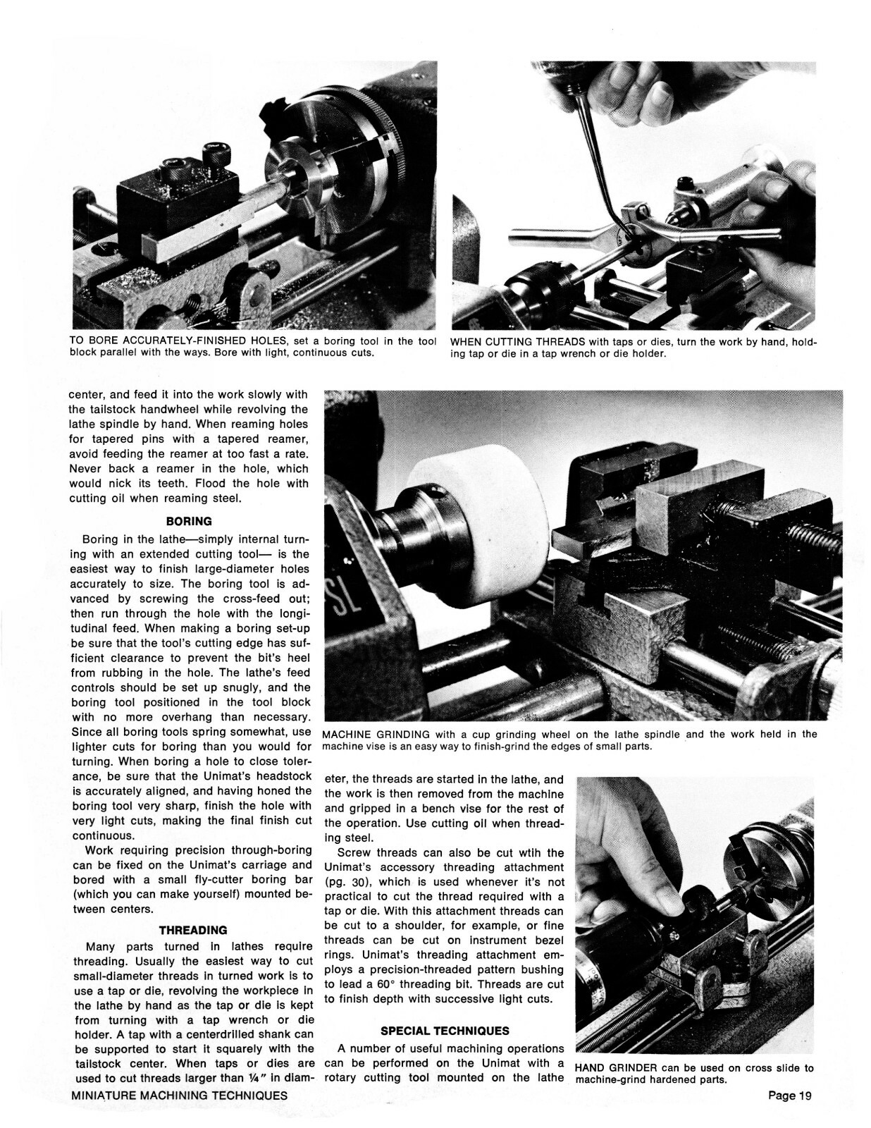 Unimat Miniature Machining Techniques & Operators Manual #1409