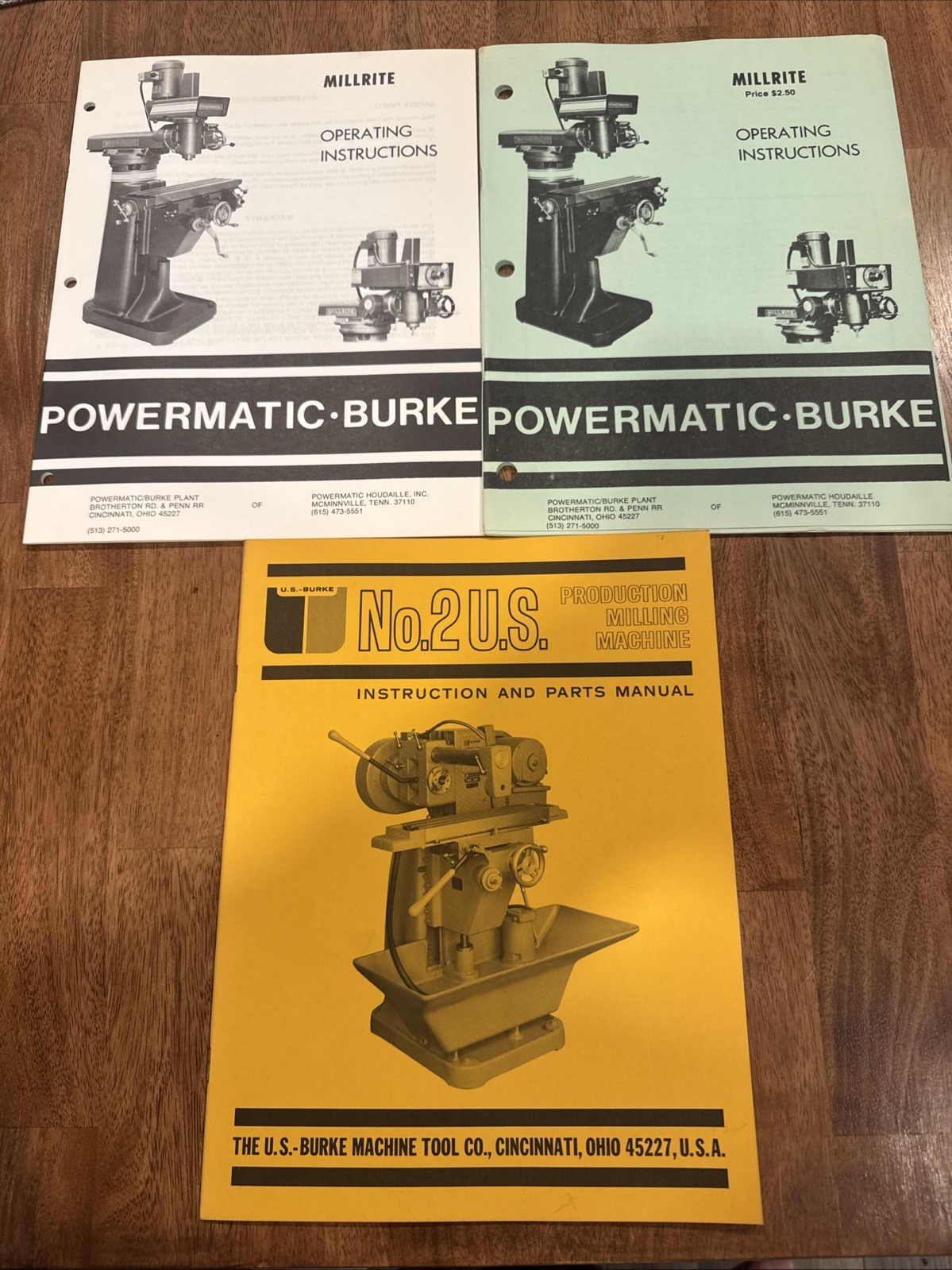 Burke POWERMATIC & Milling Manuals Lot Of 3