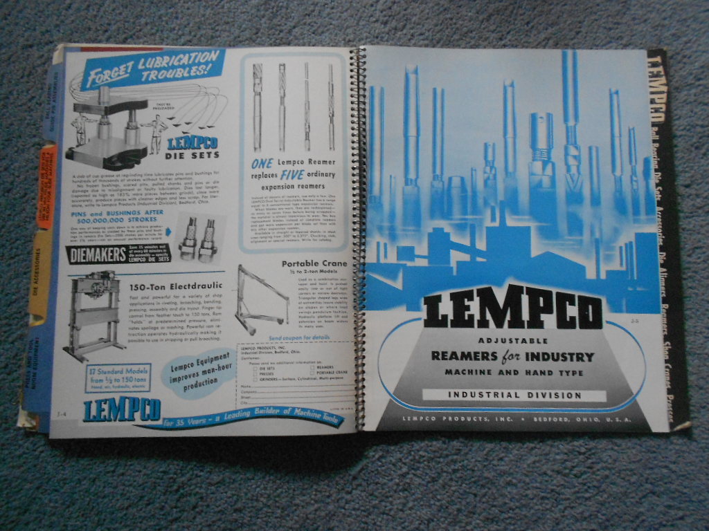 1954 LEMPCO BALL BEARING DIE SETS CATALOG & 1957 Price List Info Specs Original