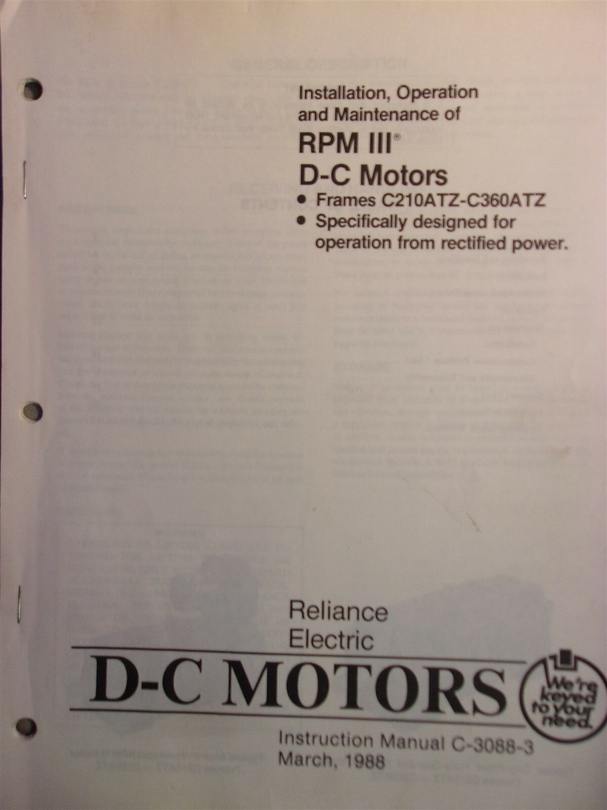 Reliance Electric C210ATZ-C360ATZ Instruction Manual 1988 C-3088-3