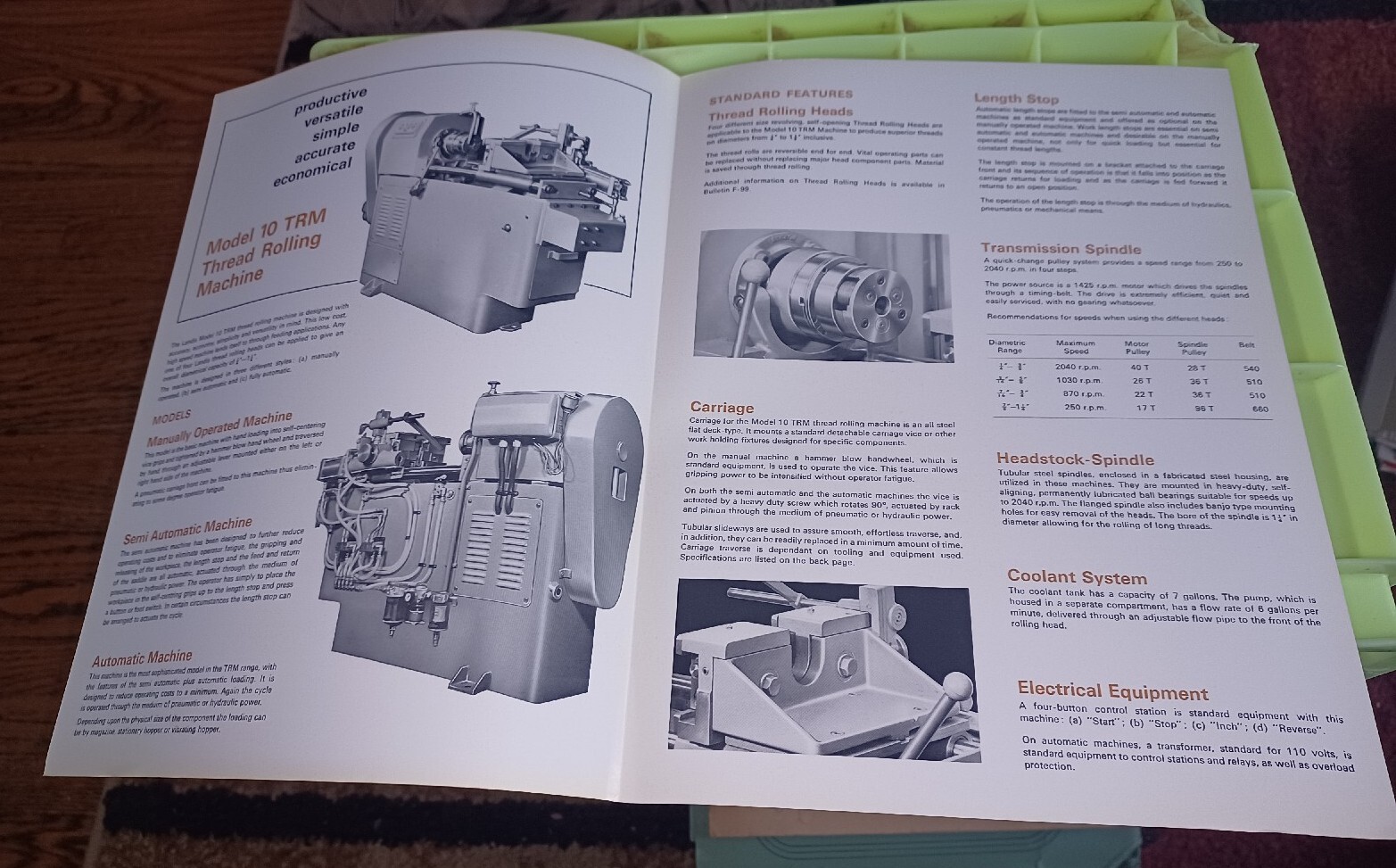 LANDIS THREADING TOOLS MODEL 10 TRM THREAD ROLLING MACHINES CATALOG Teledyne