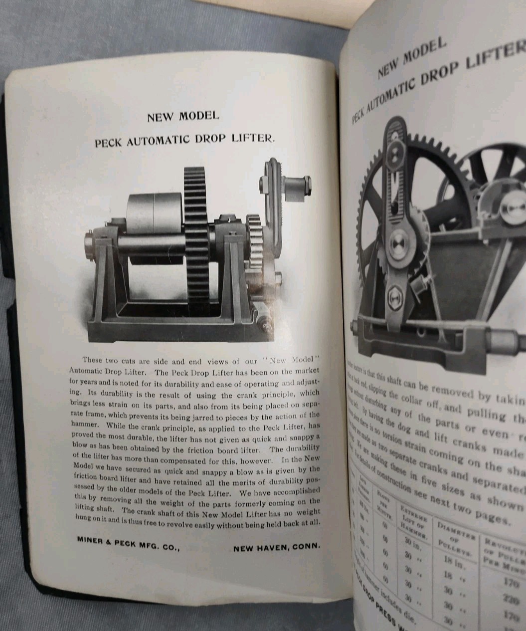Miner & Peck Mfg Co Drop Lifter Presses Antique Catalog Brochures Advertising CT