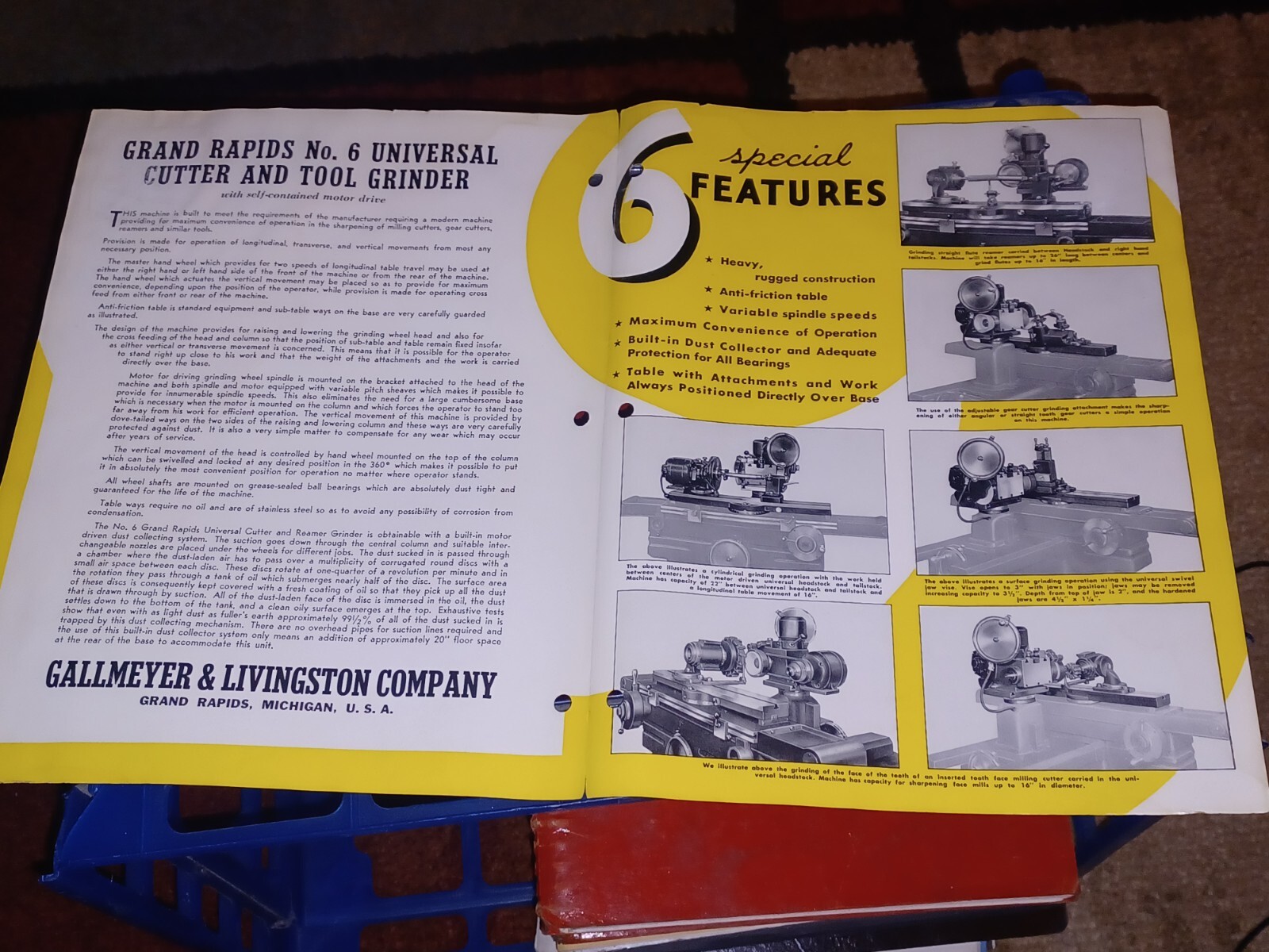 GALLMEYER & LIVINGSTON GRAND RAPIDS GRINDERS No 6 CATALOG FLYER Tools Machinist