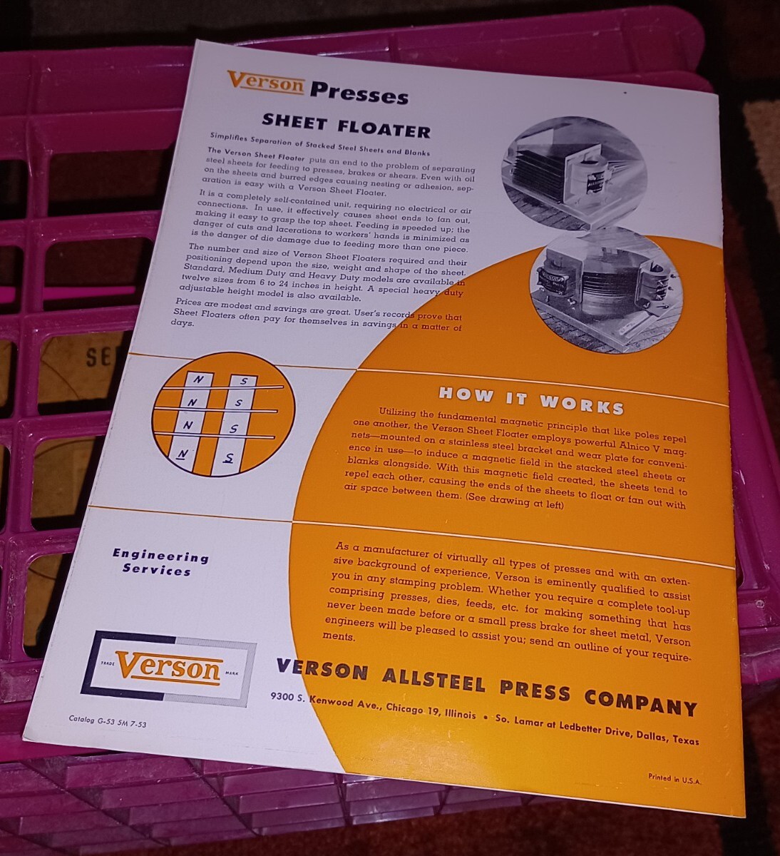 Verson allsteel Press Company PRESSES CATALOG G-53 sales Book Brakes Dies More