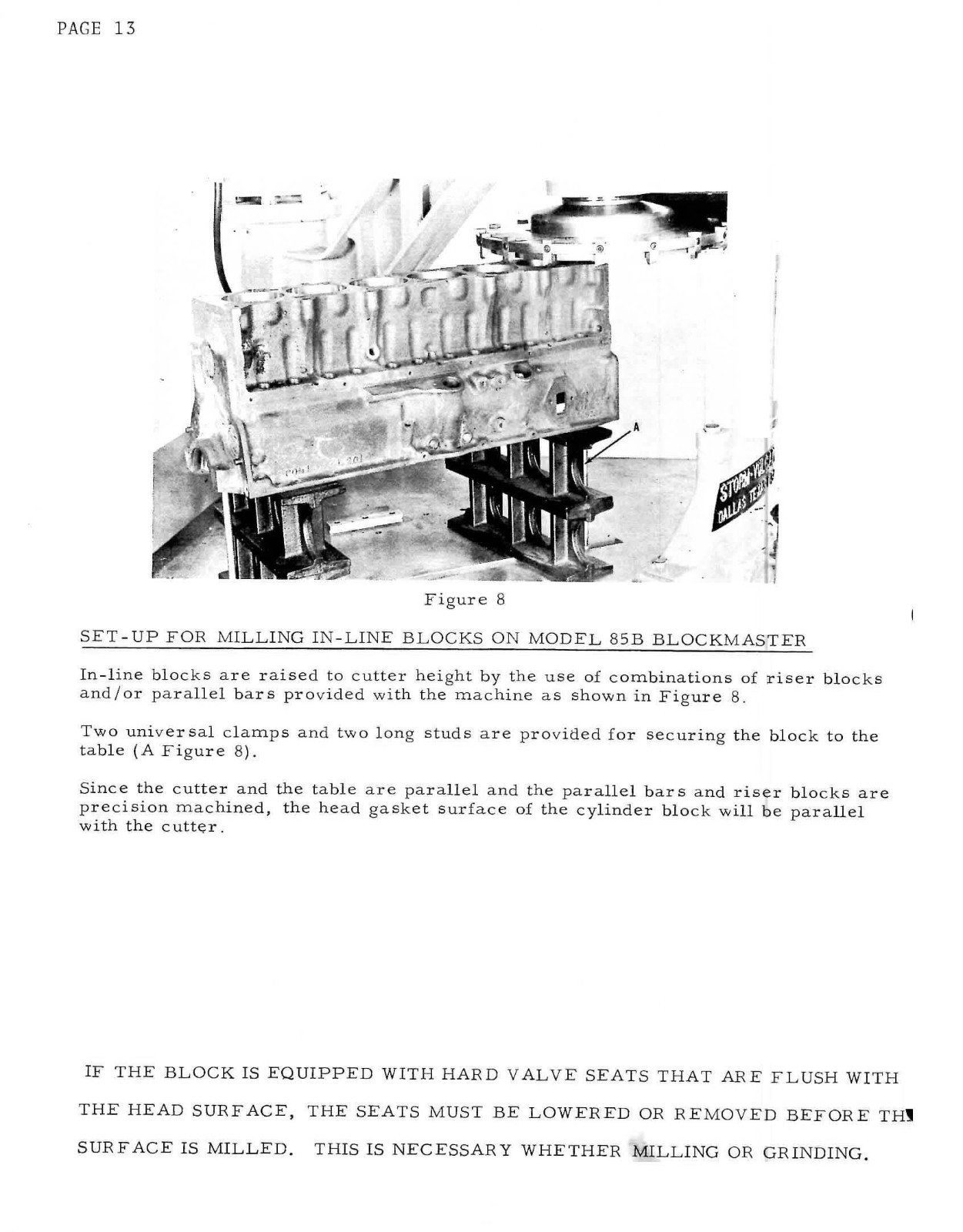 85-B MILL-GRINDER OPERATOR MANUAL FITS STORM VULCAN HEADMASTER & BLOCKMASTER S85