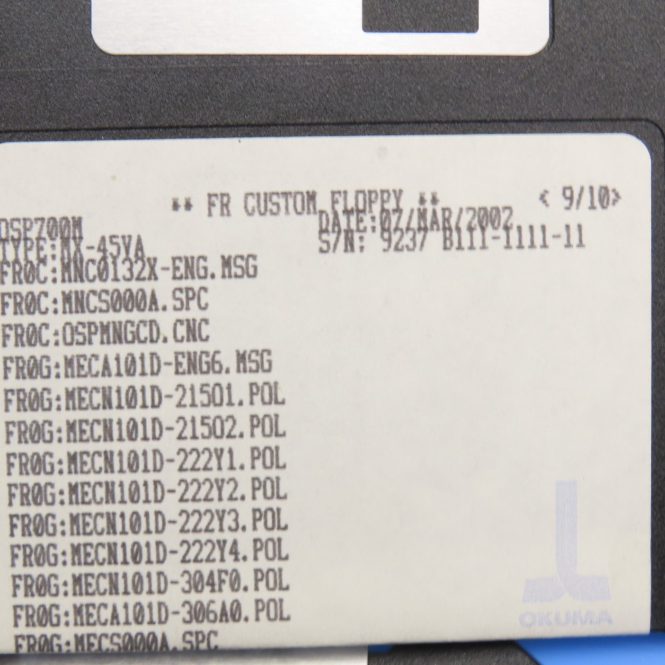 Okuma MX-45VA OSP700M Programming Software 10 Diskette Library