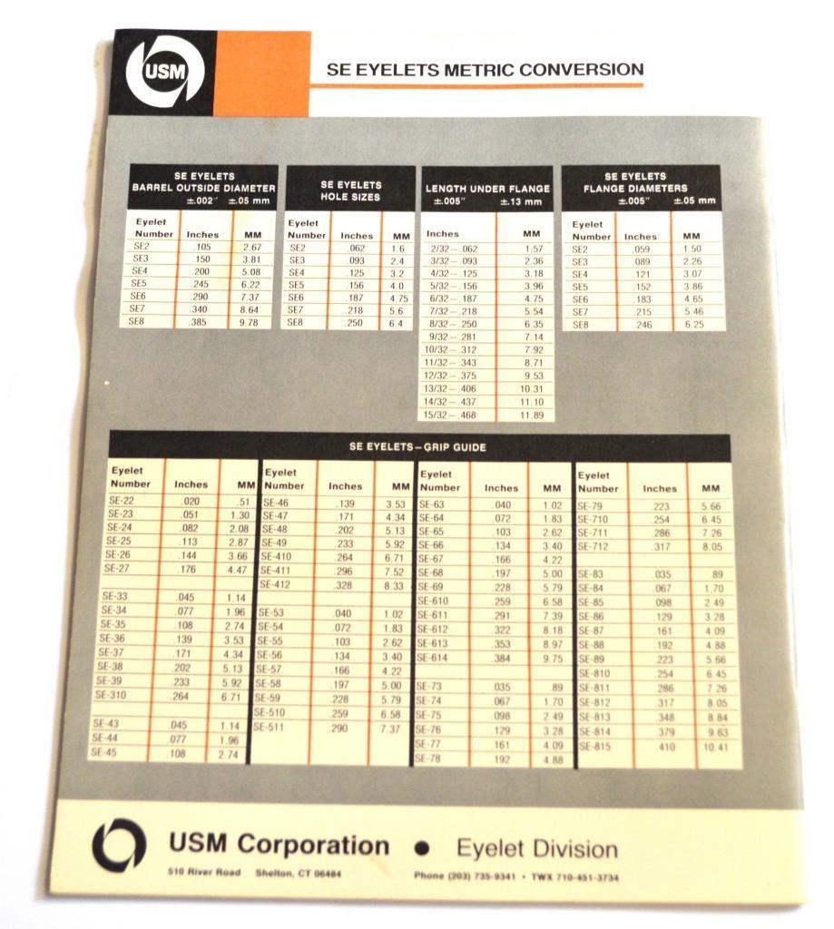 USM E-500 EYELETS AND EYELET ASSEMBLING EQUIPMENT BROCHURE