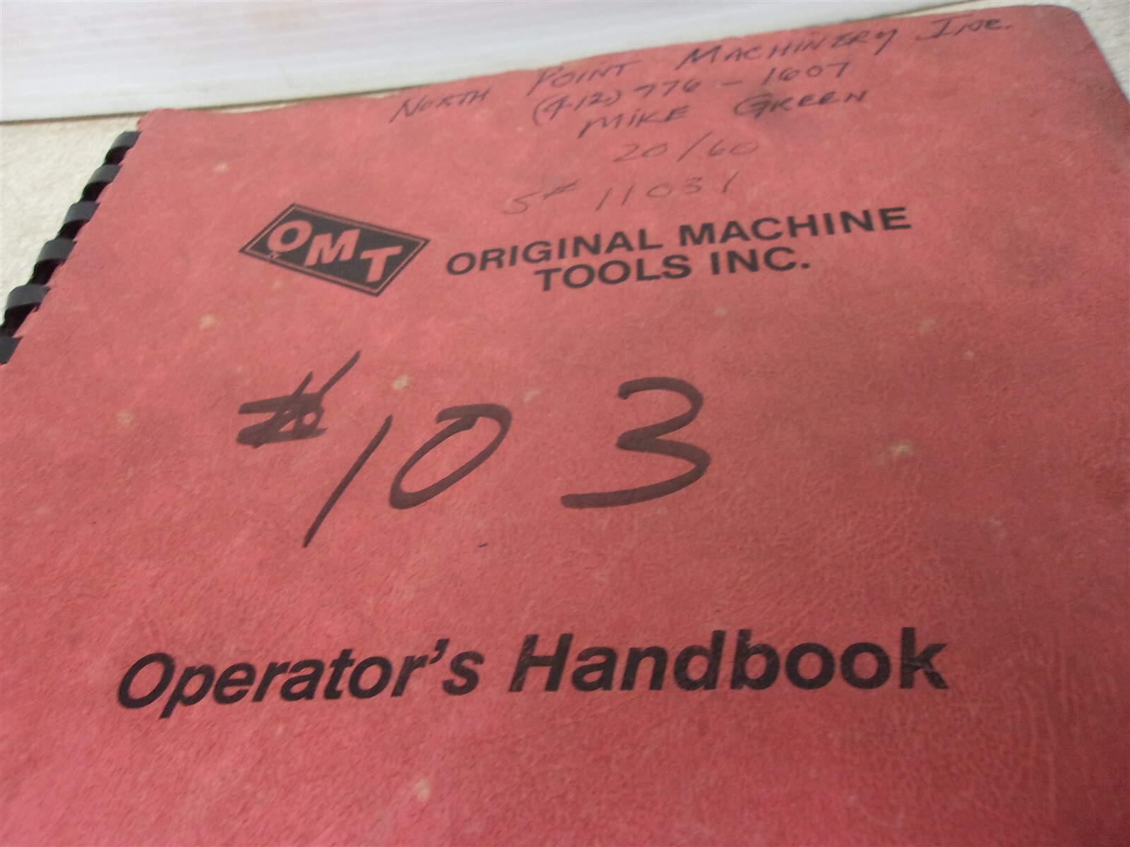 OMT Original Machine Tools 20/120 Lathe Operator’s Handbook *FREE SHIPPING*