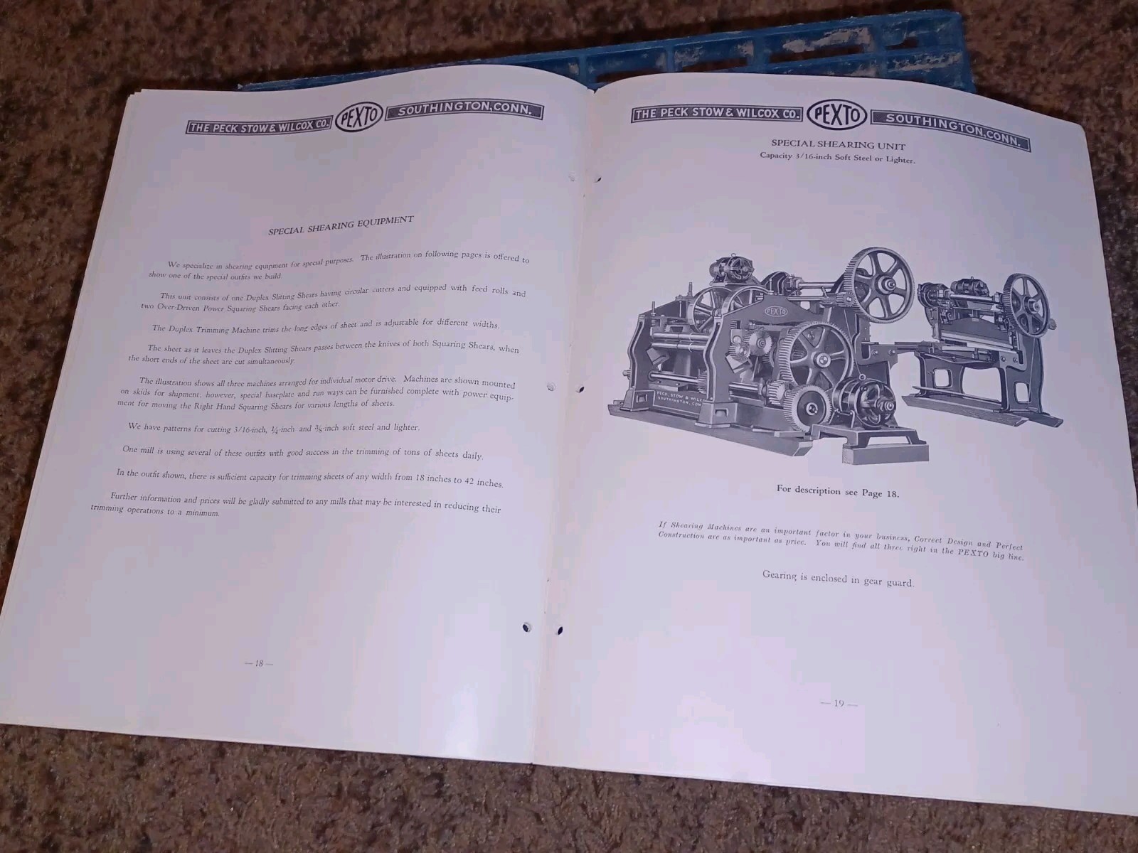 PEXTO Tool Catalog Bulletin PECK STOW WILCOX POWER SQUARING SHEARS Sheet Metal