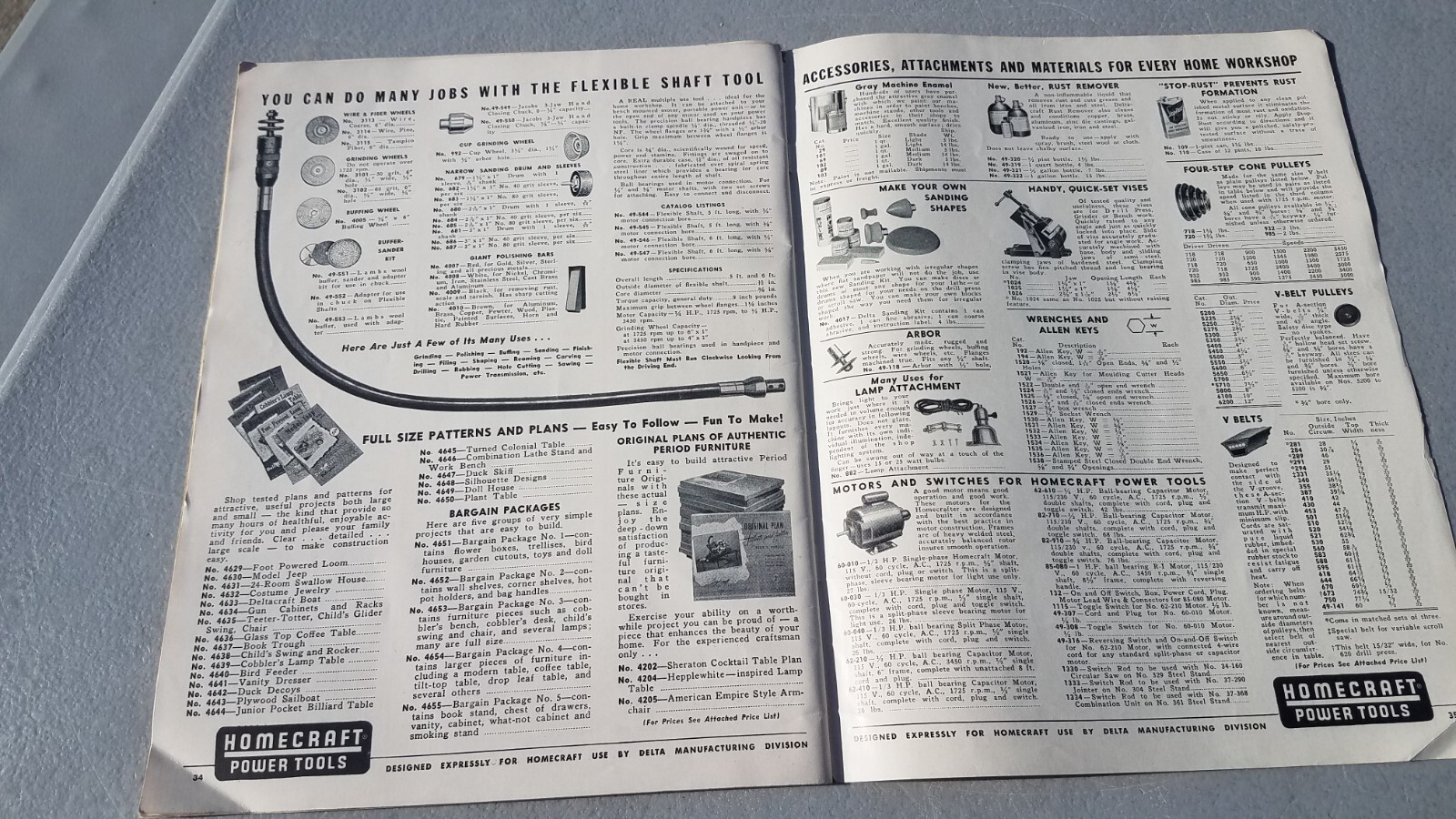 Vtg 1949 Rockwell Homecraft Power Tools Sales Brochure & Price List