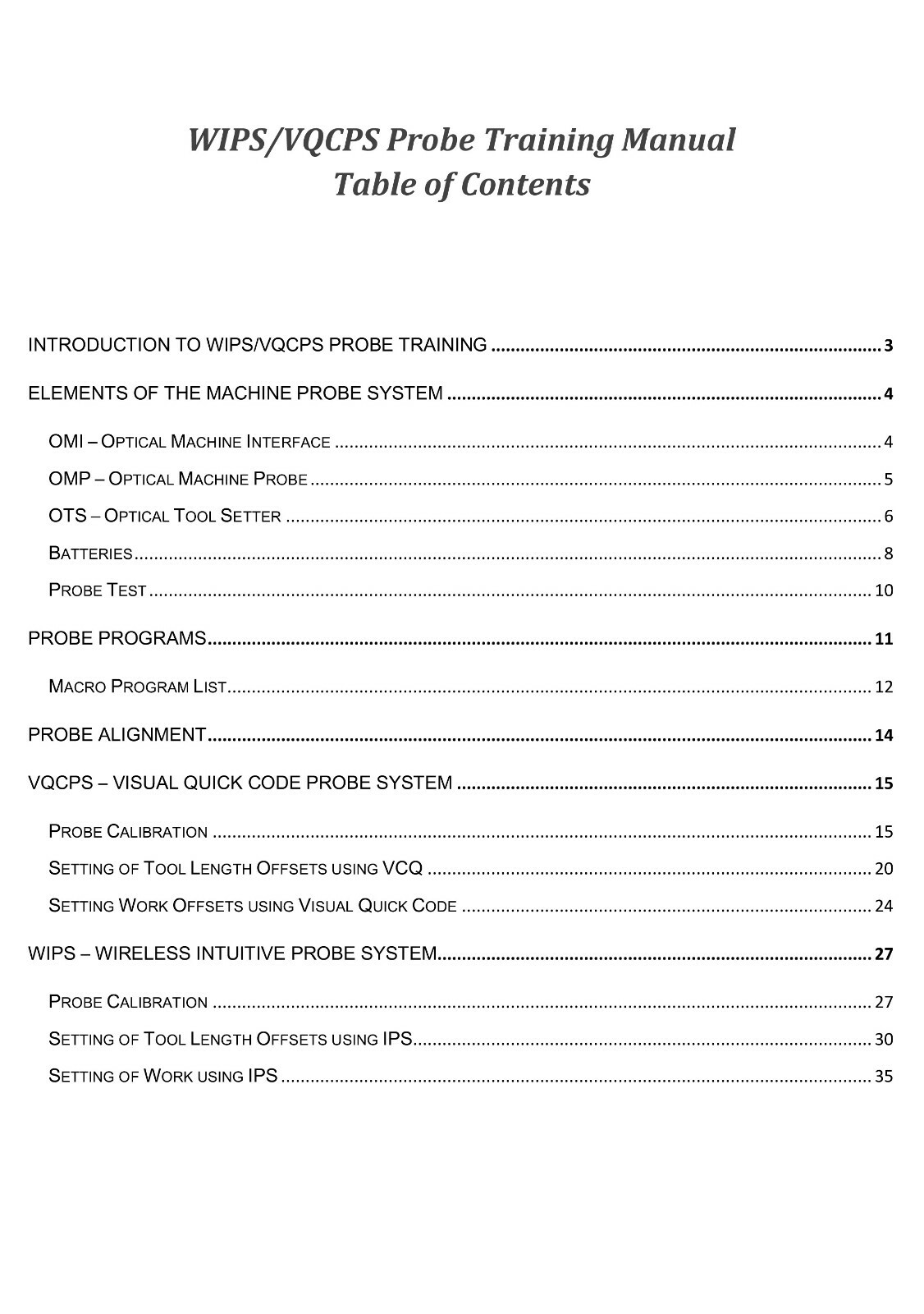 Haas WIPS & VQCPS Probe Training Manual *900