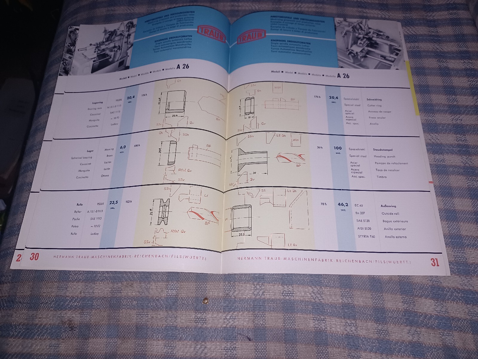 HERMANN TRAUB west Germany TOOLS 1958 Catalog Journal TURNED PARTS machinist VTG