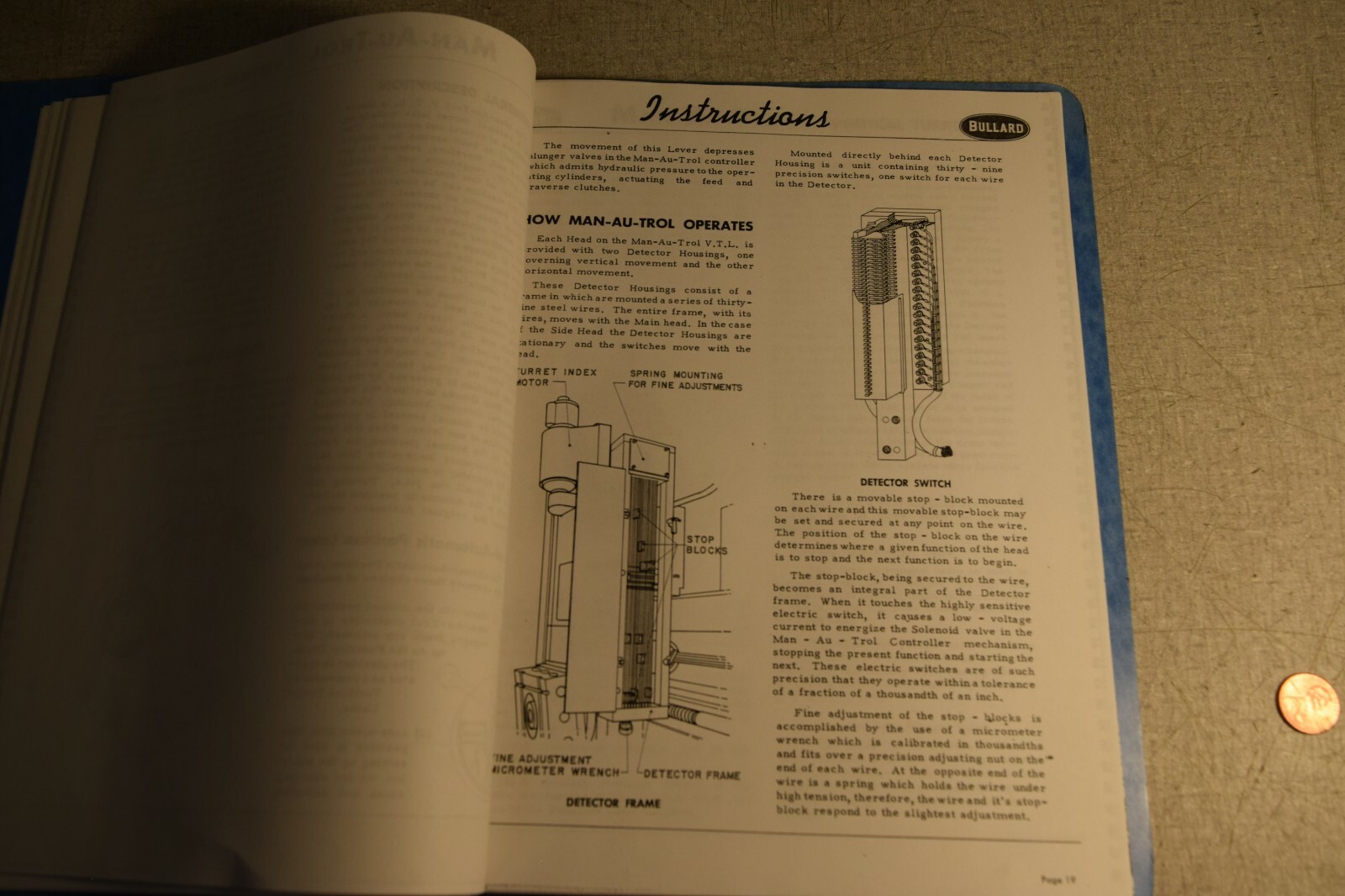 Bullard MAN-AU-TROL VTL Vertical Turret Lathe Operators Manual