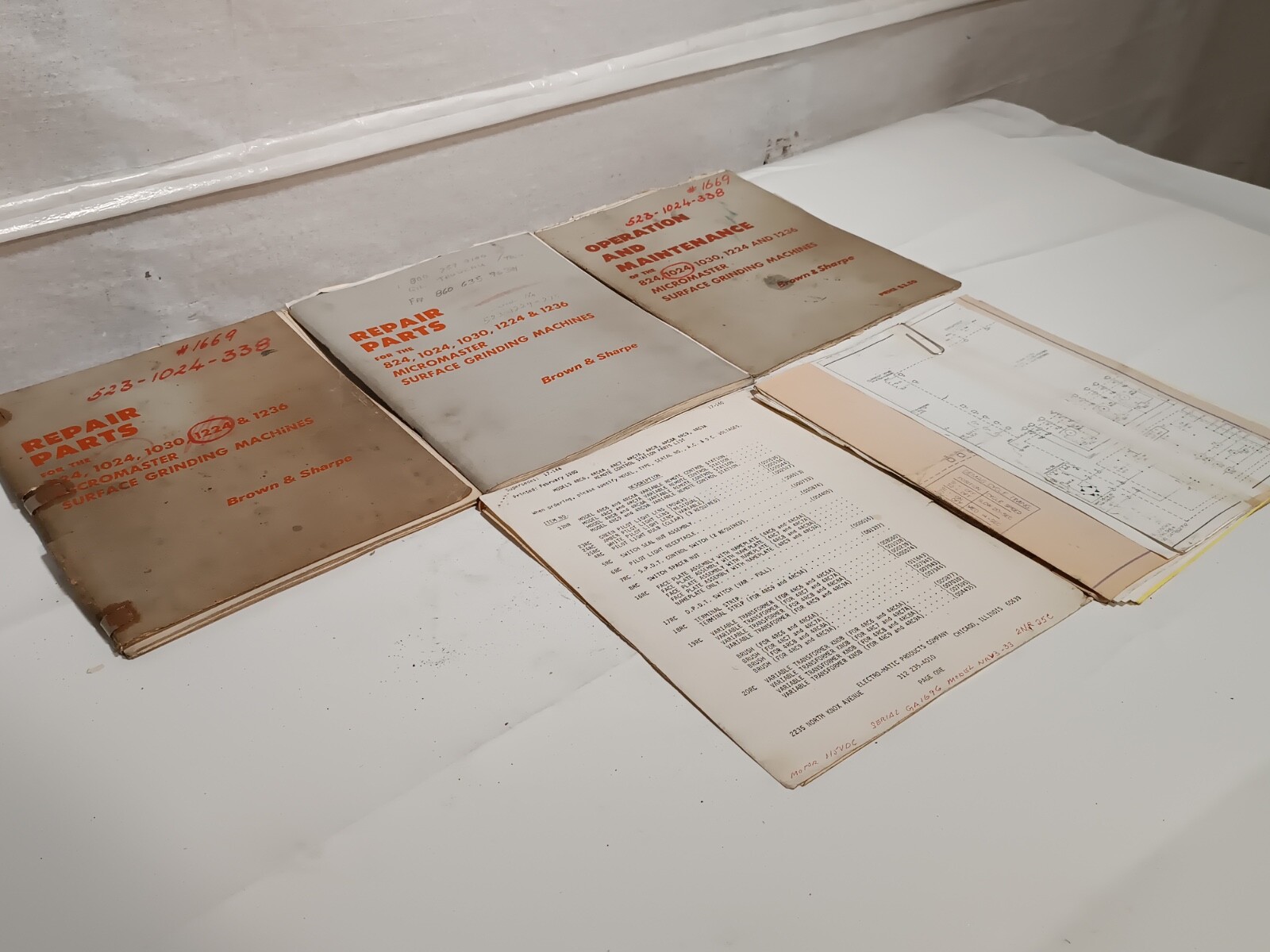 Brown & Sharpe Micromaster 824 1024 1030 1224 & 1236 Surface Grinder Manuals