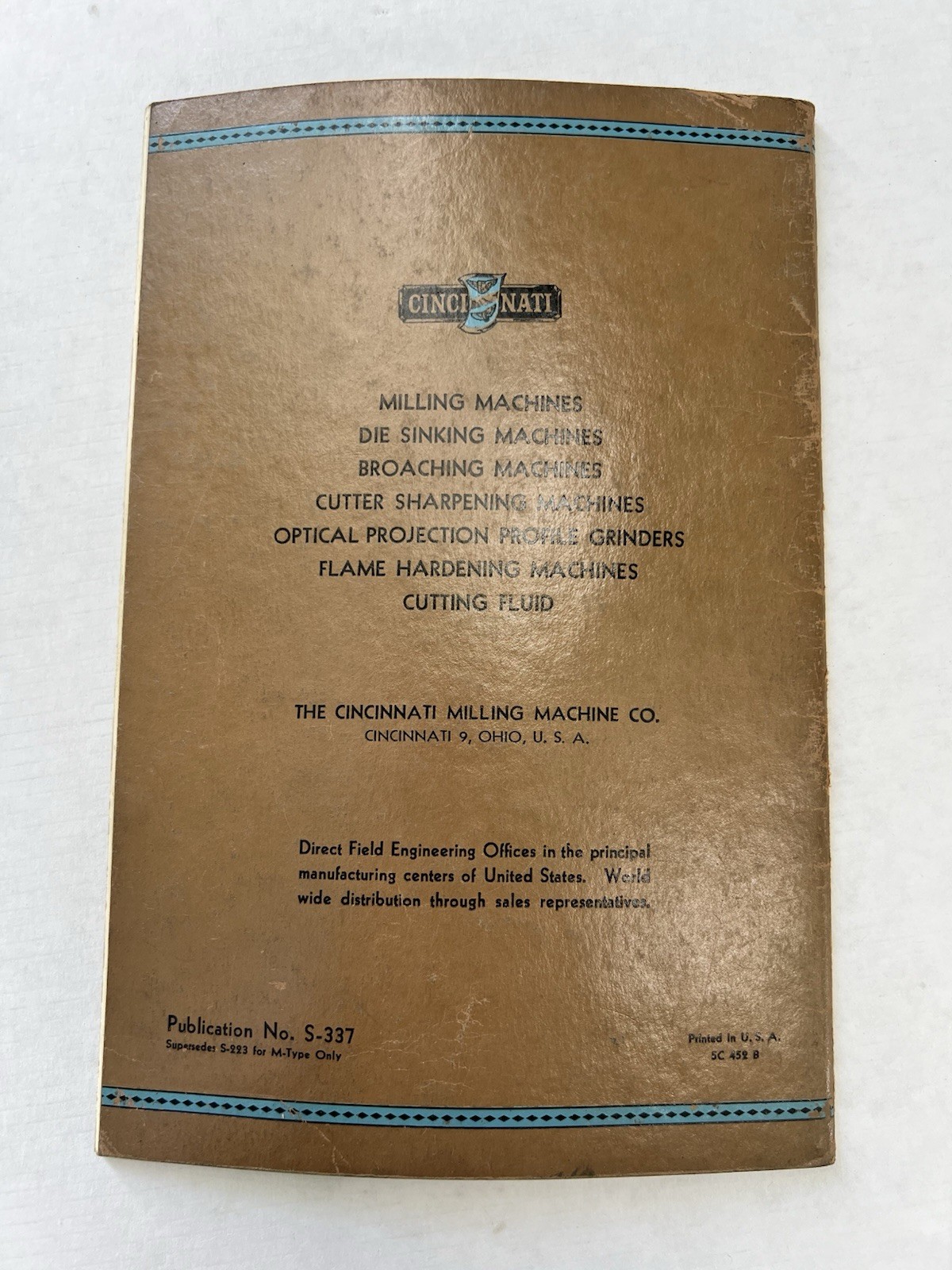 Cincinnati M-Type Milling Machines Operator’s Instruction Book