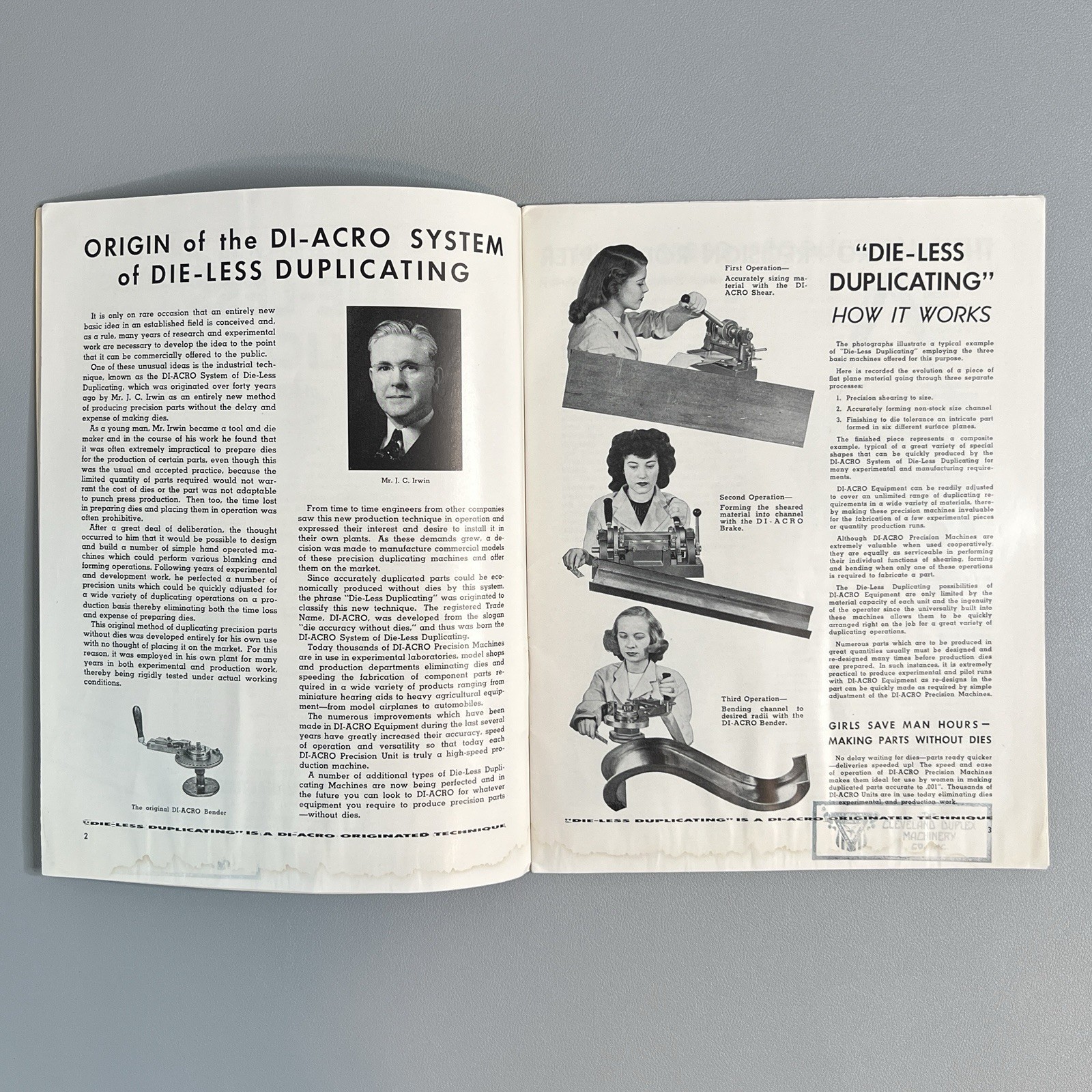 Vtg 1949 Di-Acro Catalog Die-Less Duplicating Coin-Op Aviation Machinist Medical