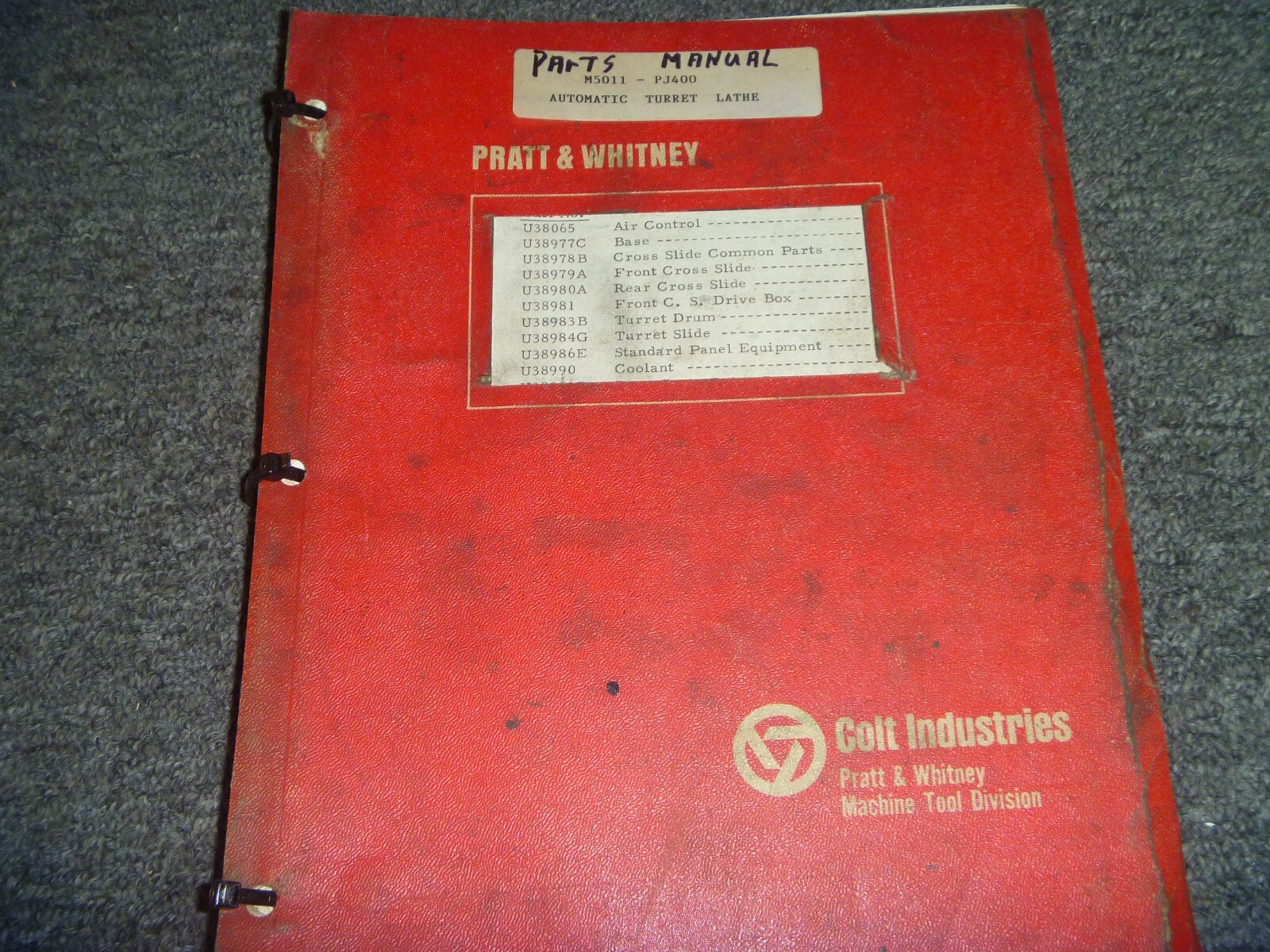 Pratt & Whitney M5011 PJ400 Automatic Turret Lathe Parts Catalog Manual