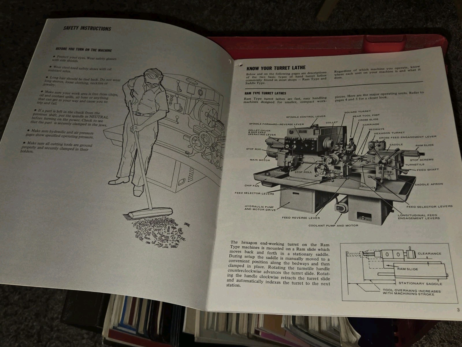 Warner & Swasey Safety Manual for Turret Lathes 1975 Original Printing Book
