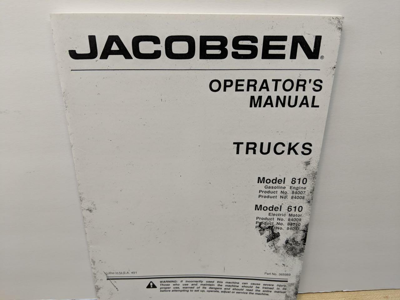 Jacobsen 610 & 810 Truck Operator’s Manual