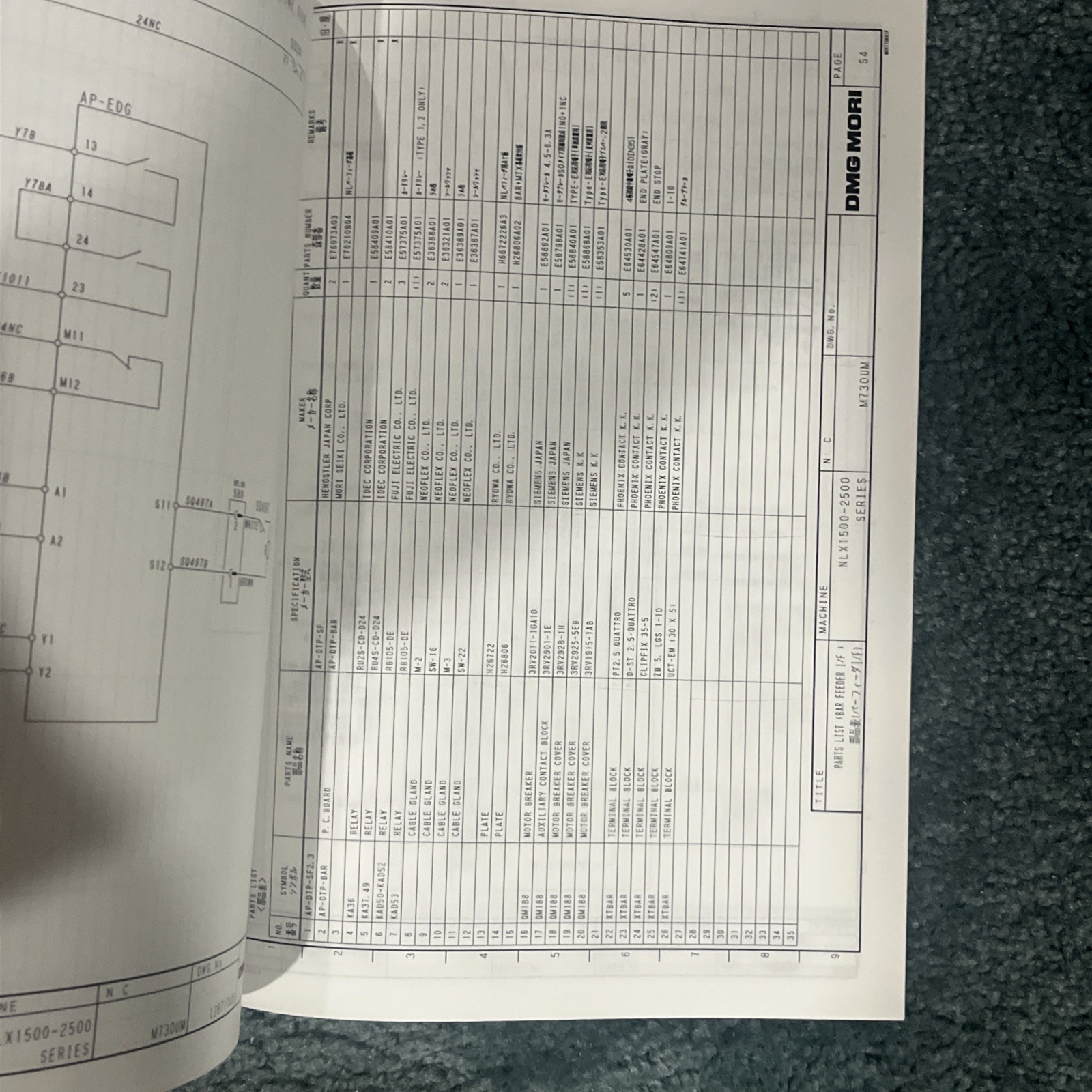 🇺🇸Mori Seiki NL2500/700 Electrical Circuit Diagram | M730UM