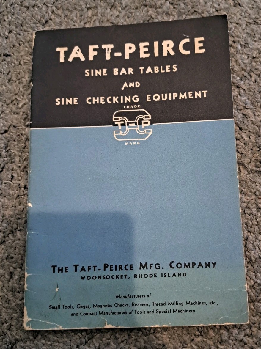 Taft-Peirce Sine Bar Tables Sine Checking Equipment Catalog