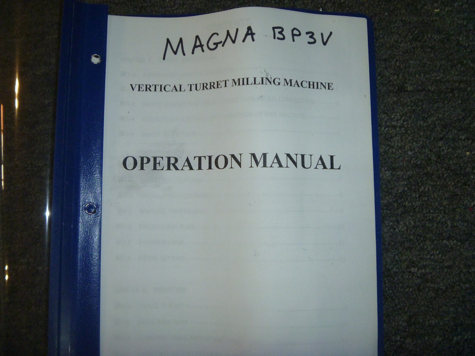 Magna BP3V Vertical Turret Milling Machine Owner Operator Manual User Guide xz