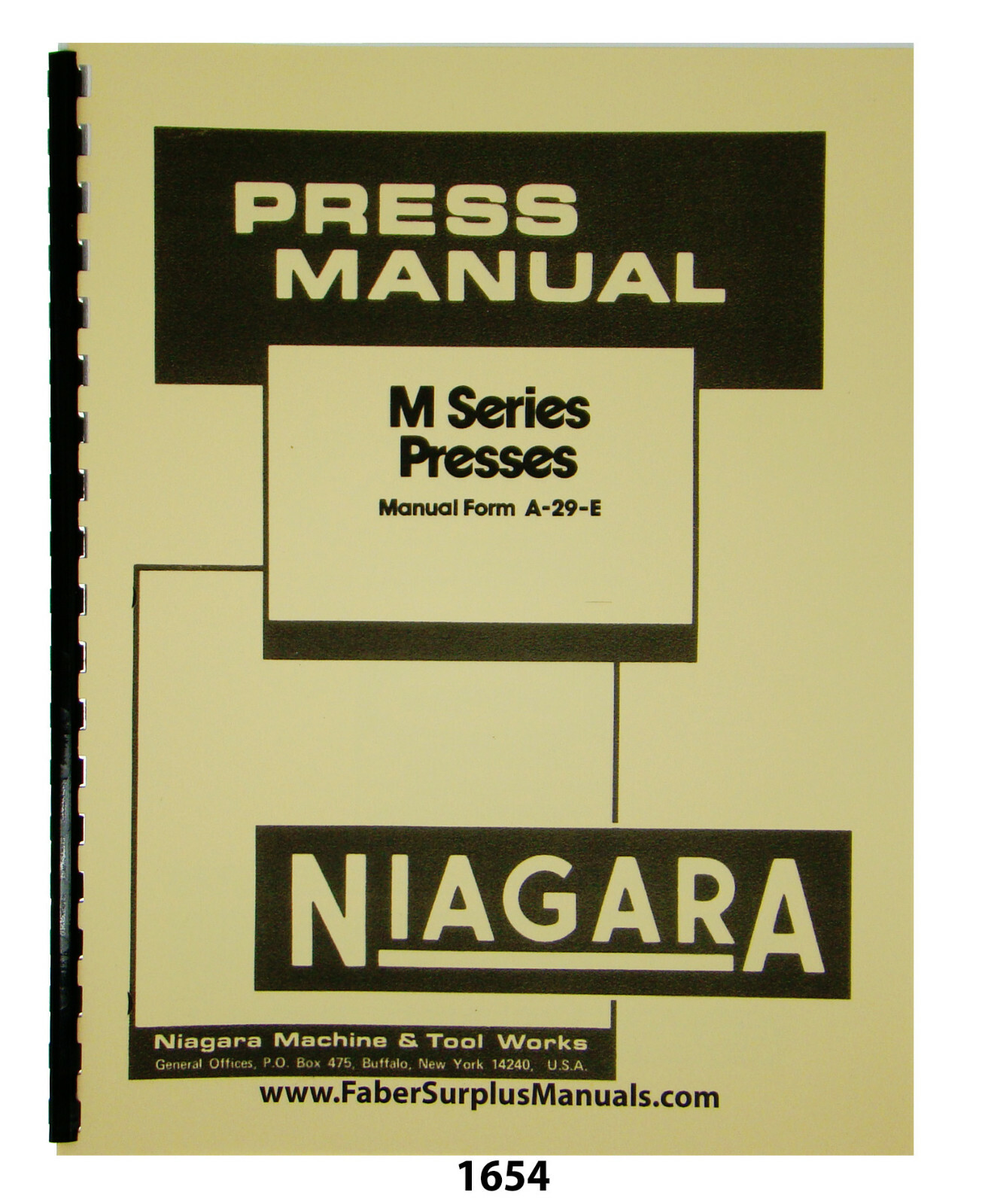 Niagara M Series Presses Operation, Maintenance, & Parts List Manual #1654
