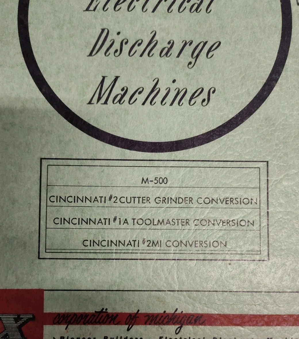 Elox, MI Electrical Discharge Machining Operating Instructions Parts List M-500