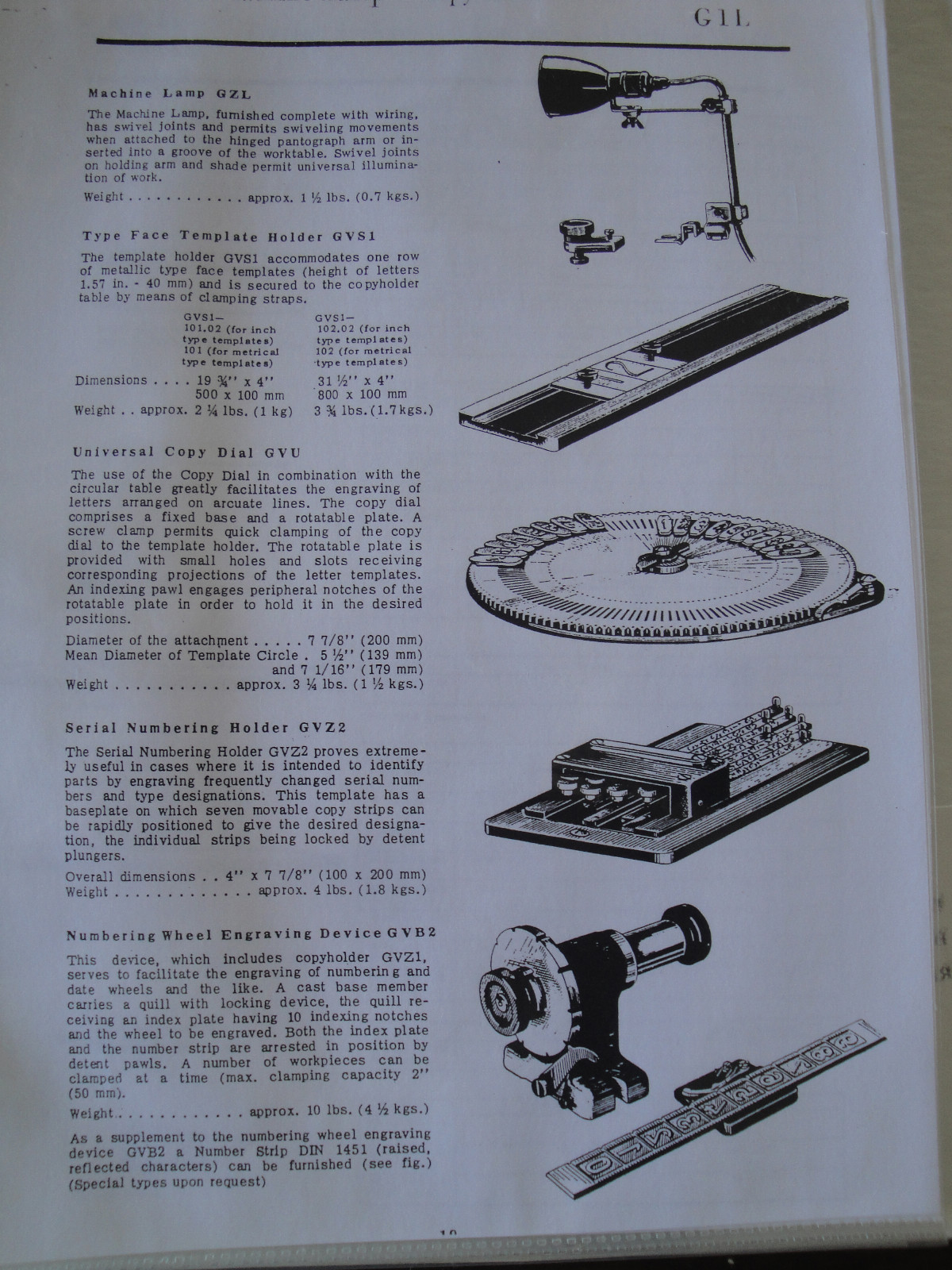 Deckel G1U G1L Pantograph Instruction & PARTS Manual SPECIAL SCAN AUCTION PDF
