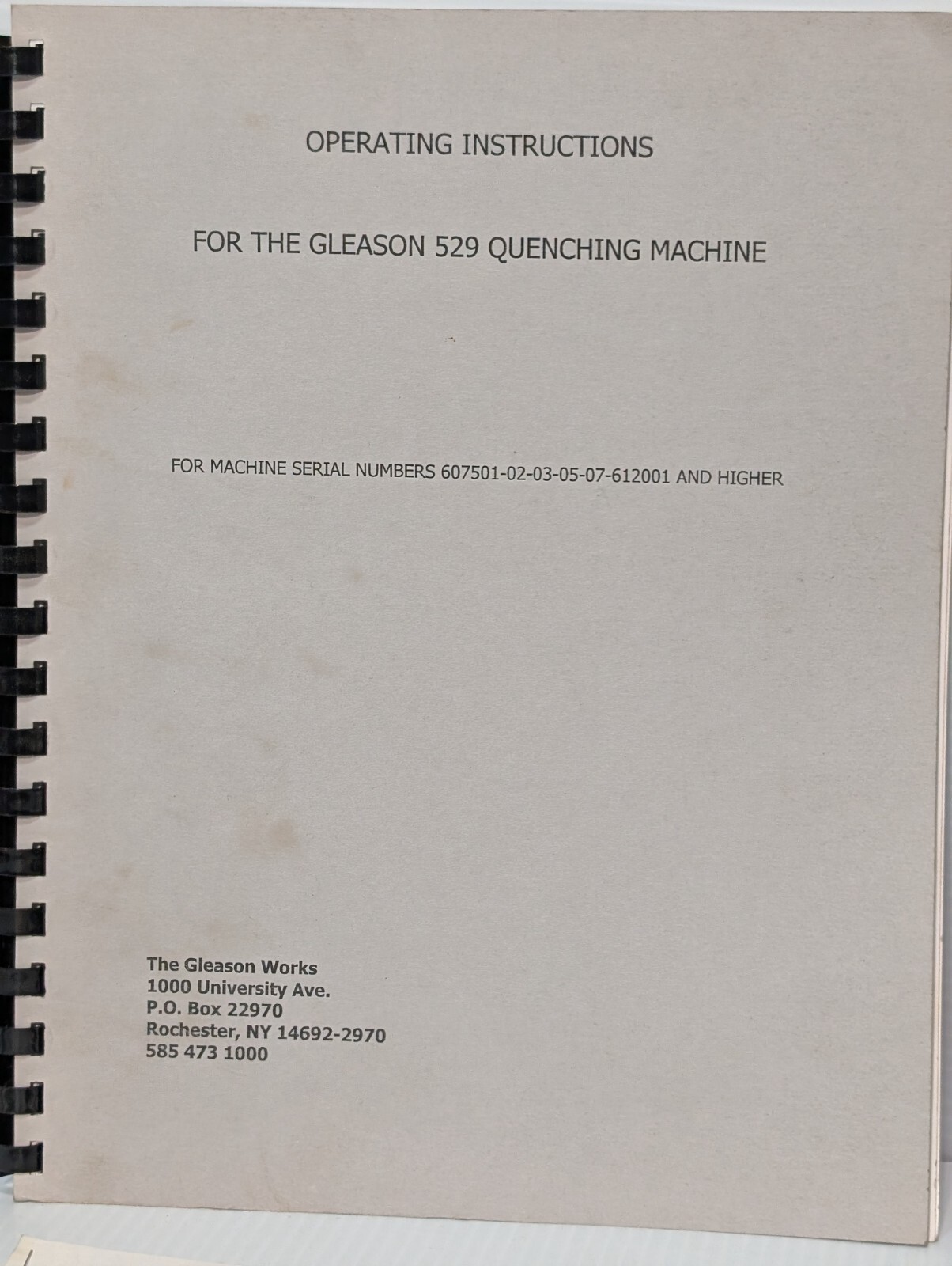 Lot of Vintage Gleason Works Quench Press Manuals 527, 529 Quenching Machine