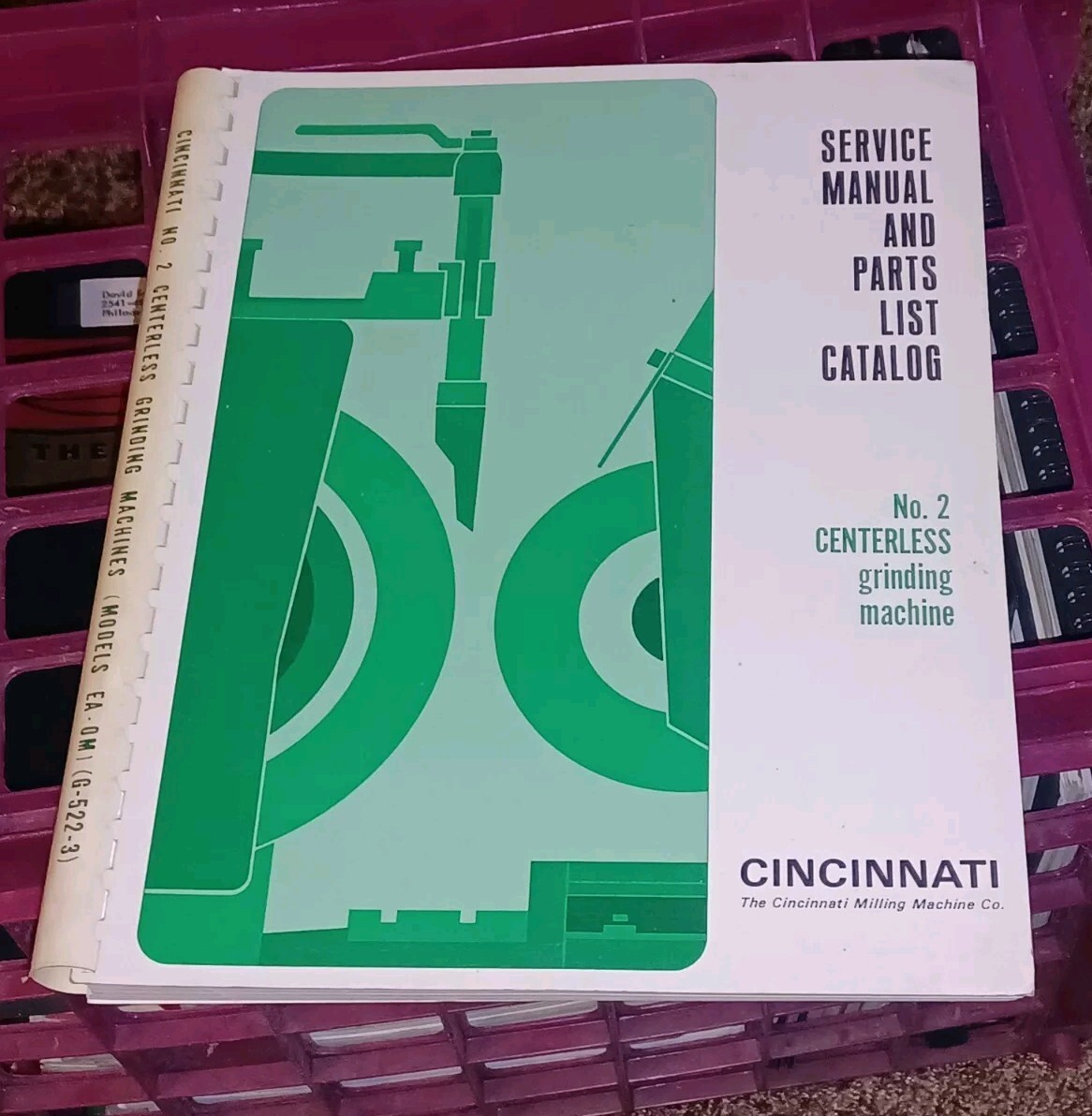 CINCINNATI No. 2 CENTERLESS GRINDING MACHINE SERVICE PARTS LIST CATALOG MANUAL
