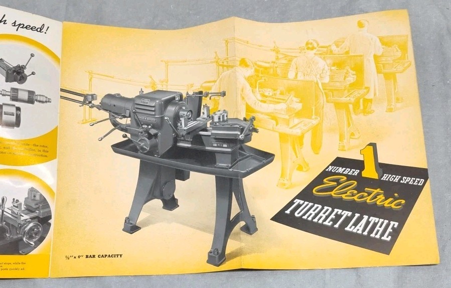 Warner & Swasey Co, OH Electric Turret Lathe Machine Brochure Vtg Advertising