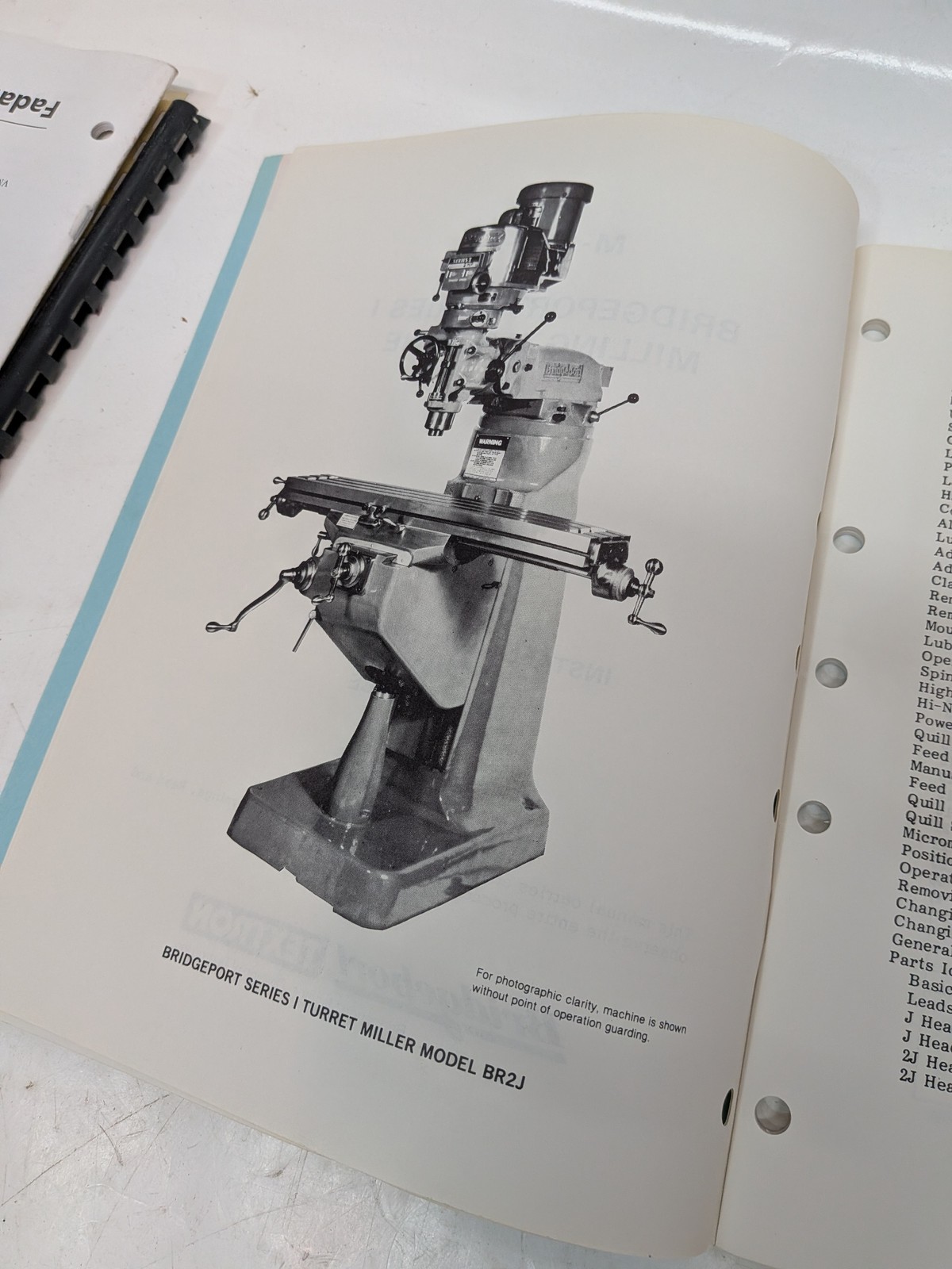 Bridgeport M-105H Series I Milling Machine manual April 1981 as shown