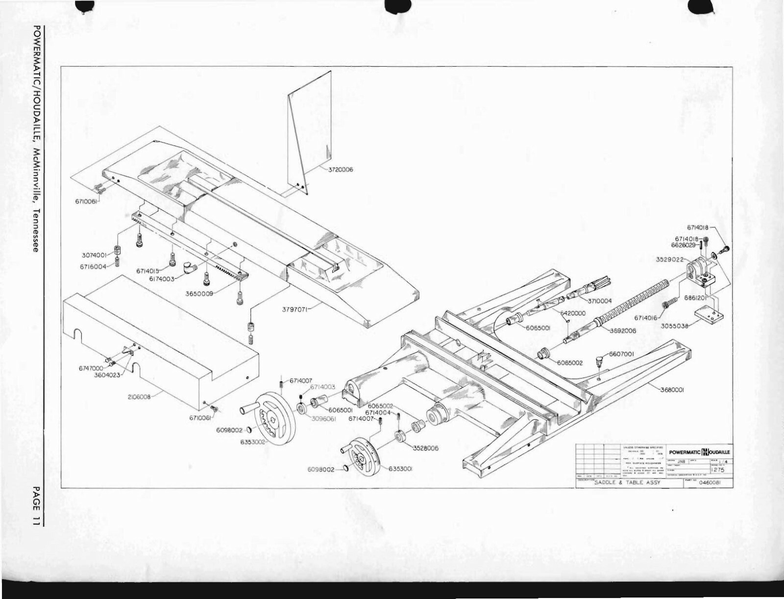 Operator Inst & Part List Manual Powermatic Model 1275 Surface Grinder 1969 PM64