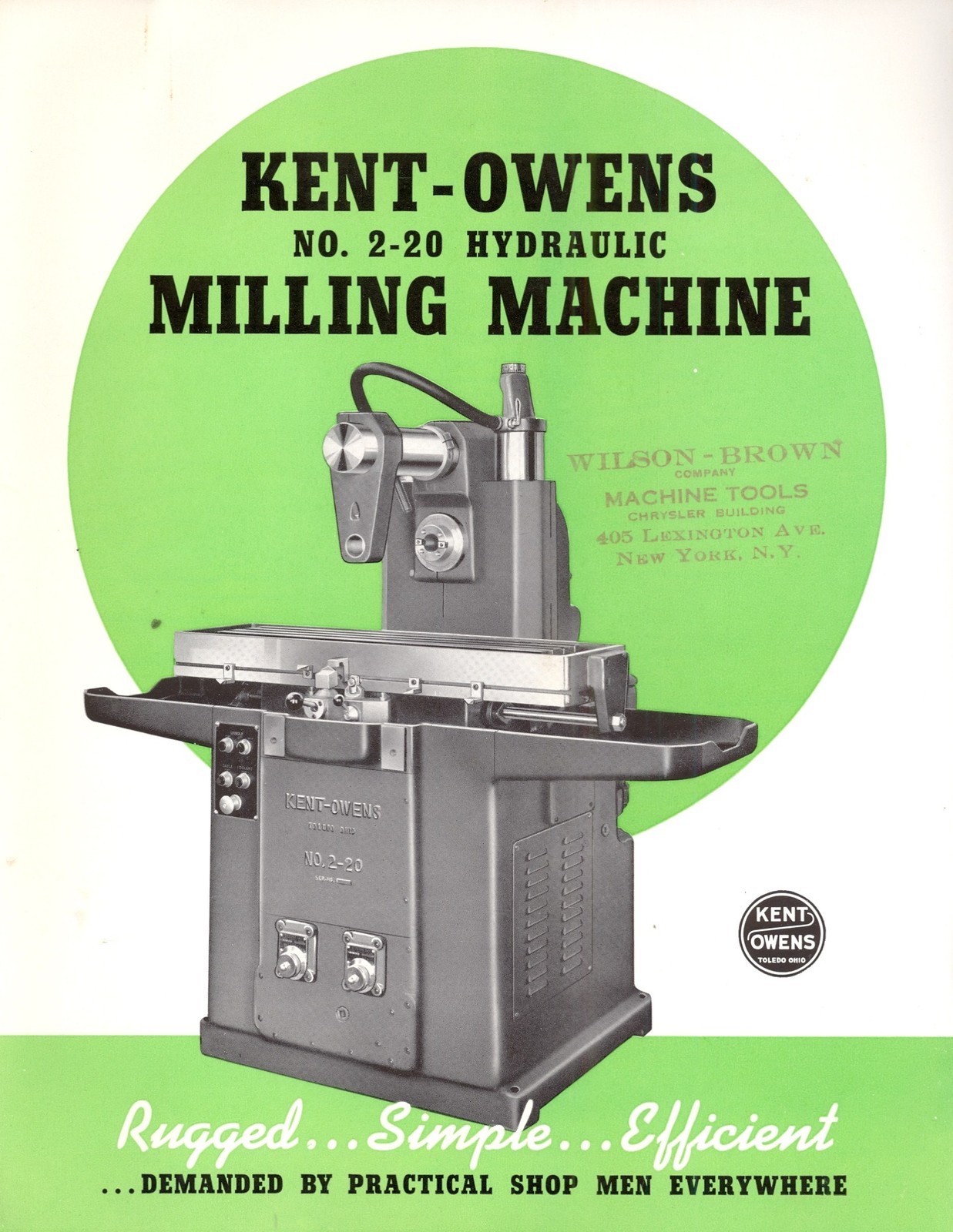 HYDRAULIC MILLING MACHINE 1940s Vintage Brochure Kent-Owens Machine Co Toledo OH