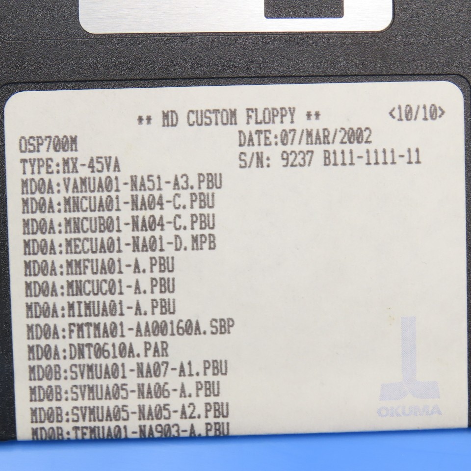 Okuma MX-45VA OSP700M Programming Software 10 Diskette Library