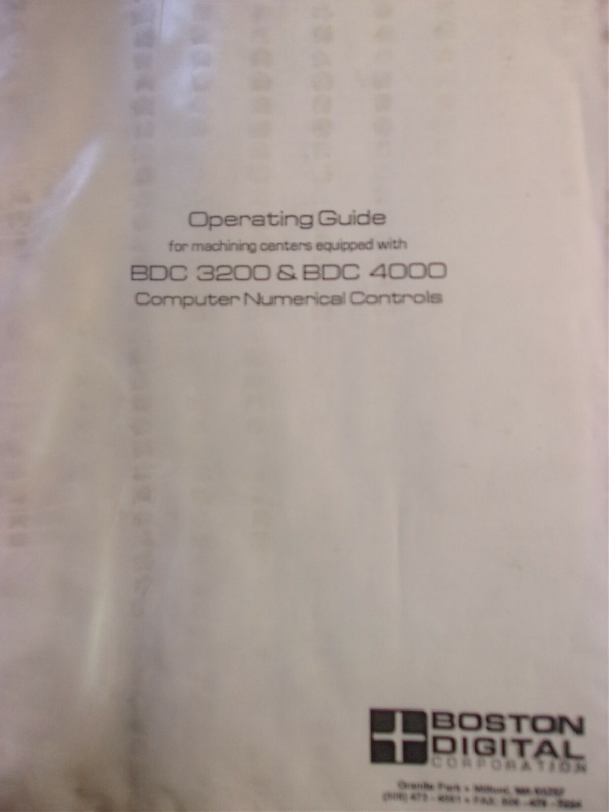 Boston Digital BDC 3200 4000 Operating Guide *FREE SHIPPING*