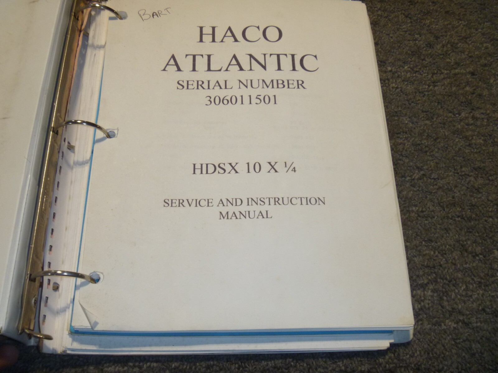 Haco Atlantic HDSX 10 X 1/4 Shear Service Repair & Owner Operator Manual xz