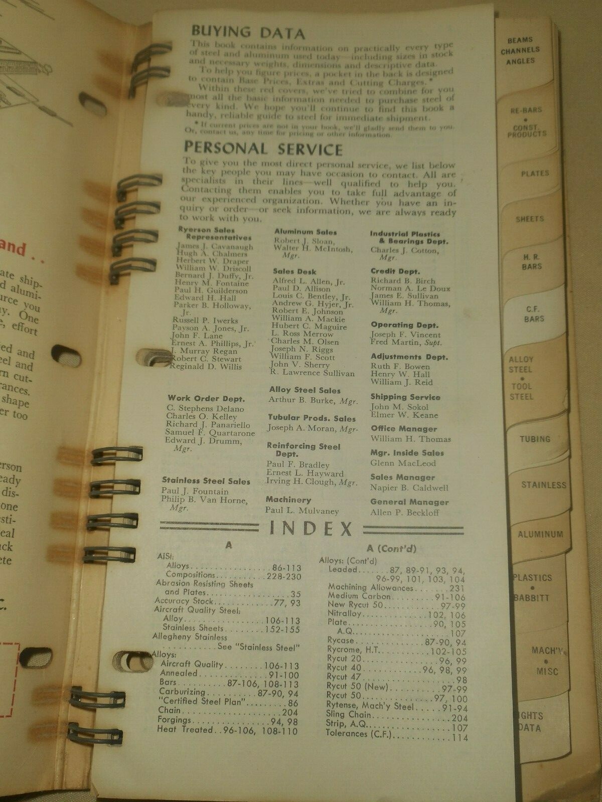 Ryerson Steel Catalog 1957-58 Aluminum Steel Stock Tool Presses Data Handbook