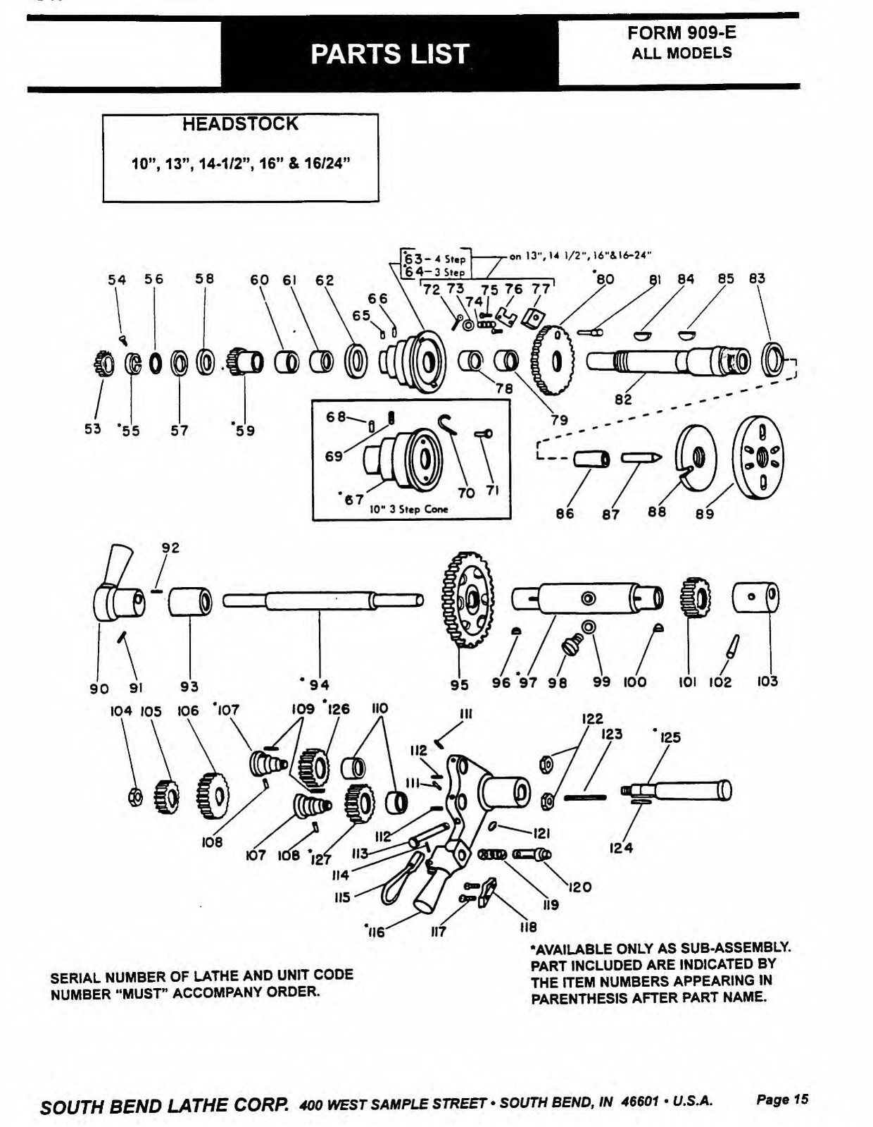 Lathe Maintenance Parts Manual South bend 10, 13, 14 1-2, 16, 16-24 inch CE3458