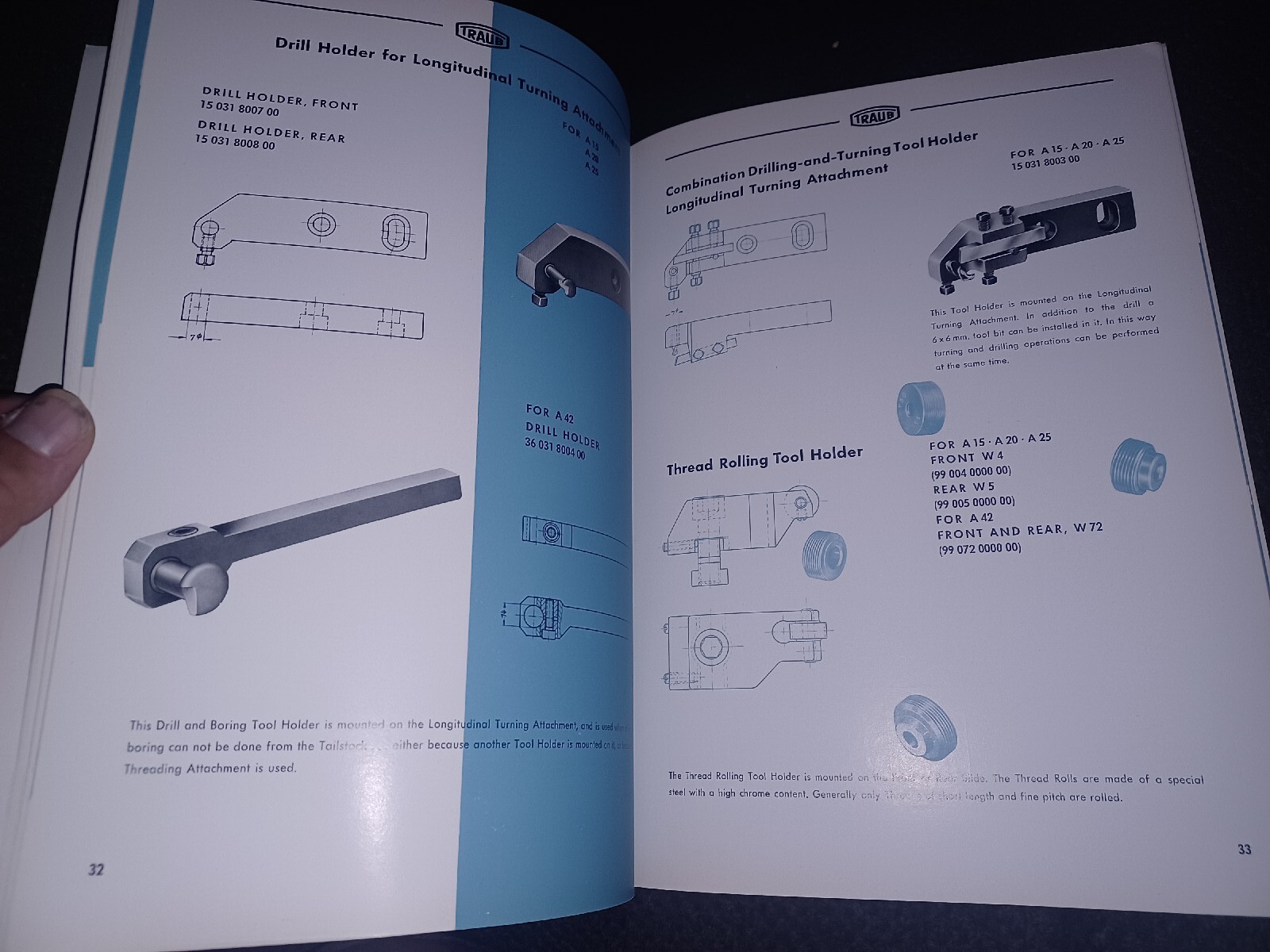 HERMANN TRAUB west Germany TOOLS For Automatics A15 A20 A25 A42 Catalog Book
