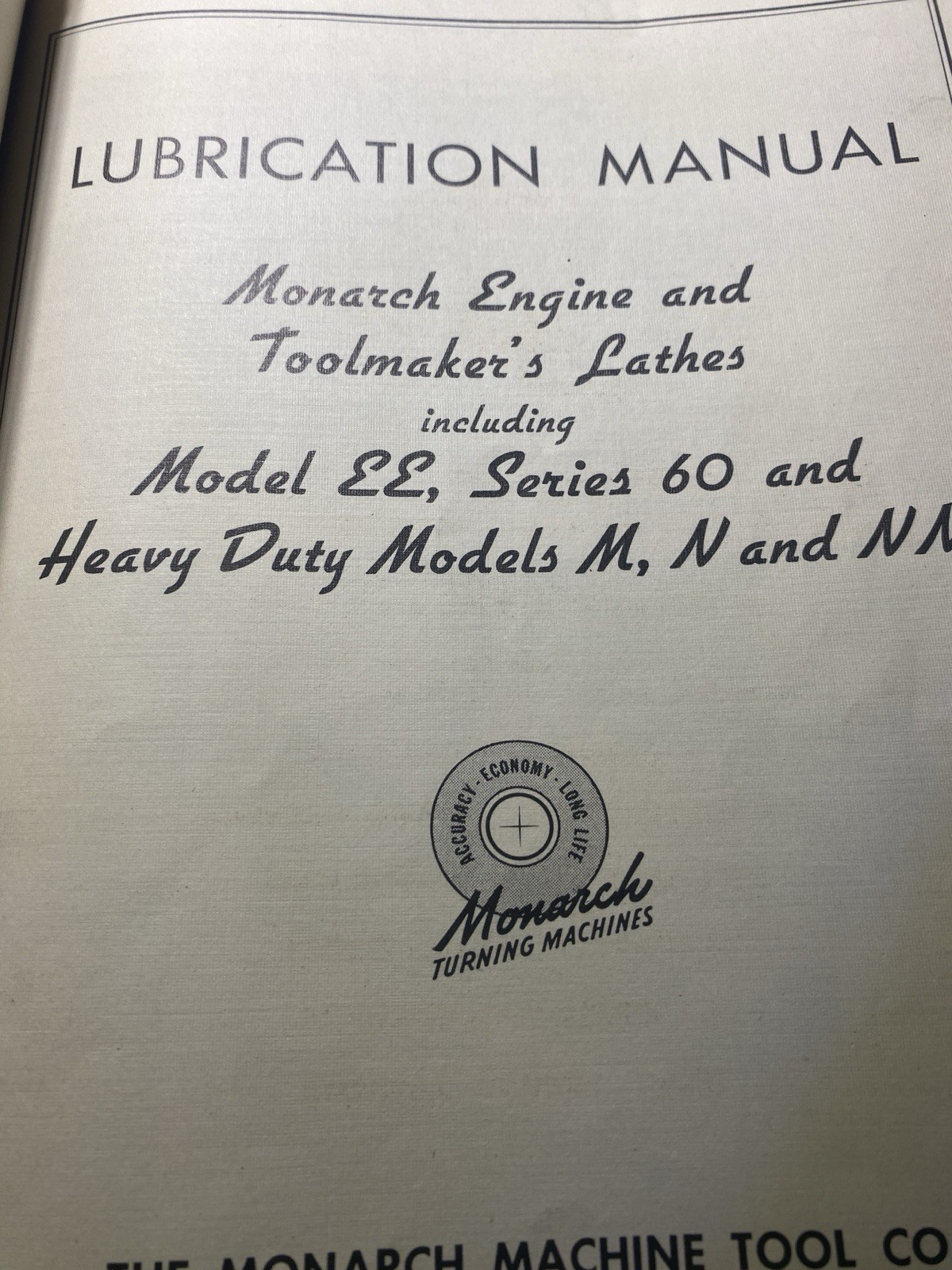 Monarch 13” Toolmakers Engine Lathe Manual