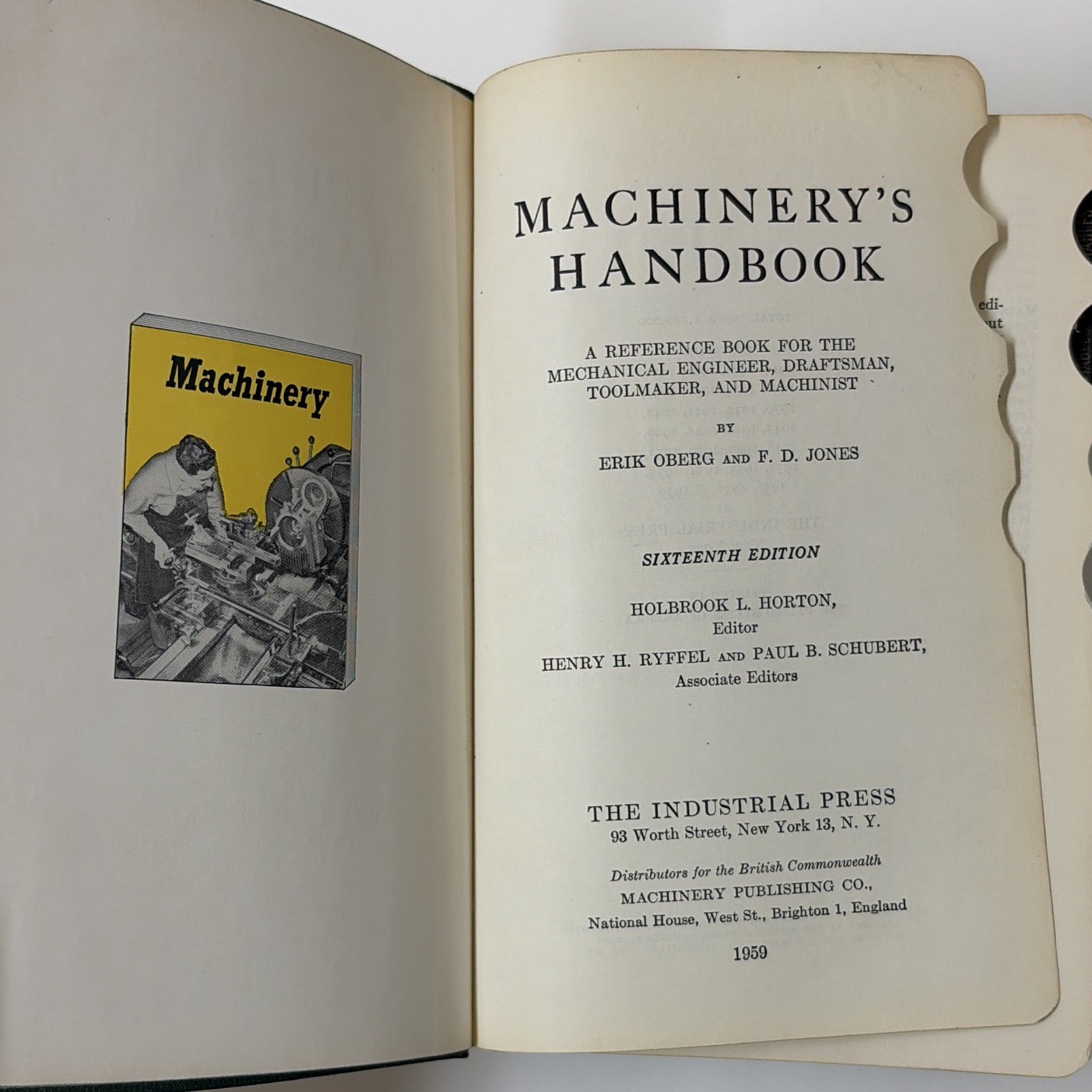 The Industrial Press Machinery’s Handbook 16th Edition 1959 Hardcover Machining