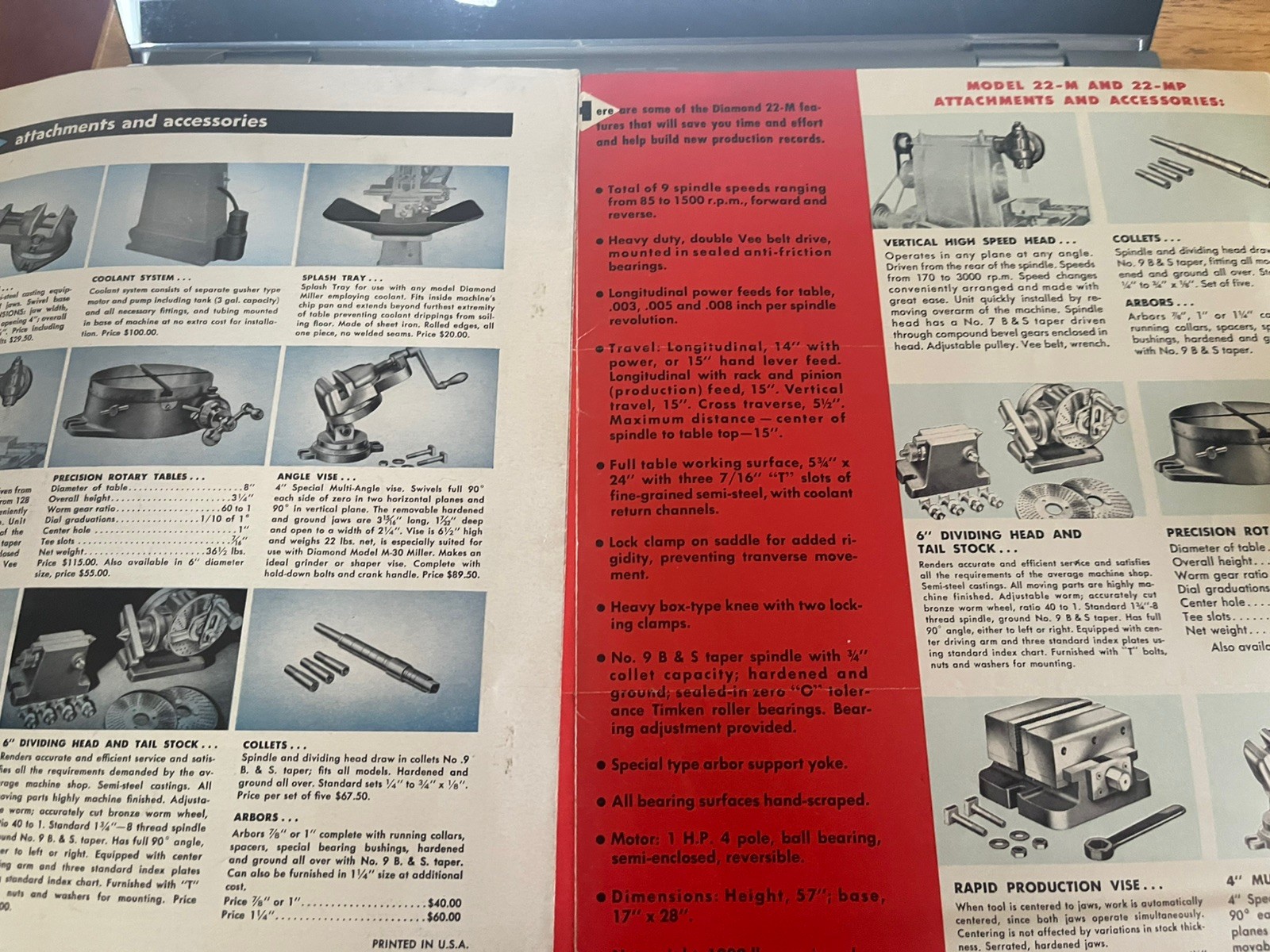 Vintage Diamond Milling Model 22-M Sales Brochure