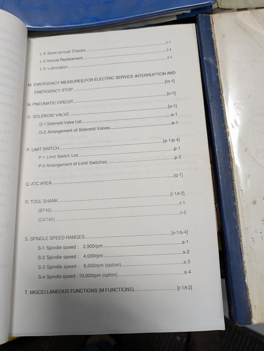 MANUALS FOR EXCEL 510 AND 610 VERTICAL MACHINING CENTERS (VMC) WITH FANUC O-MC